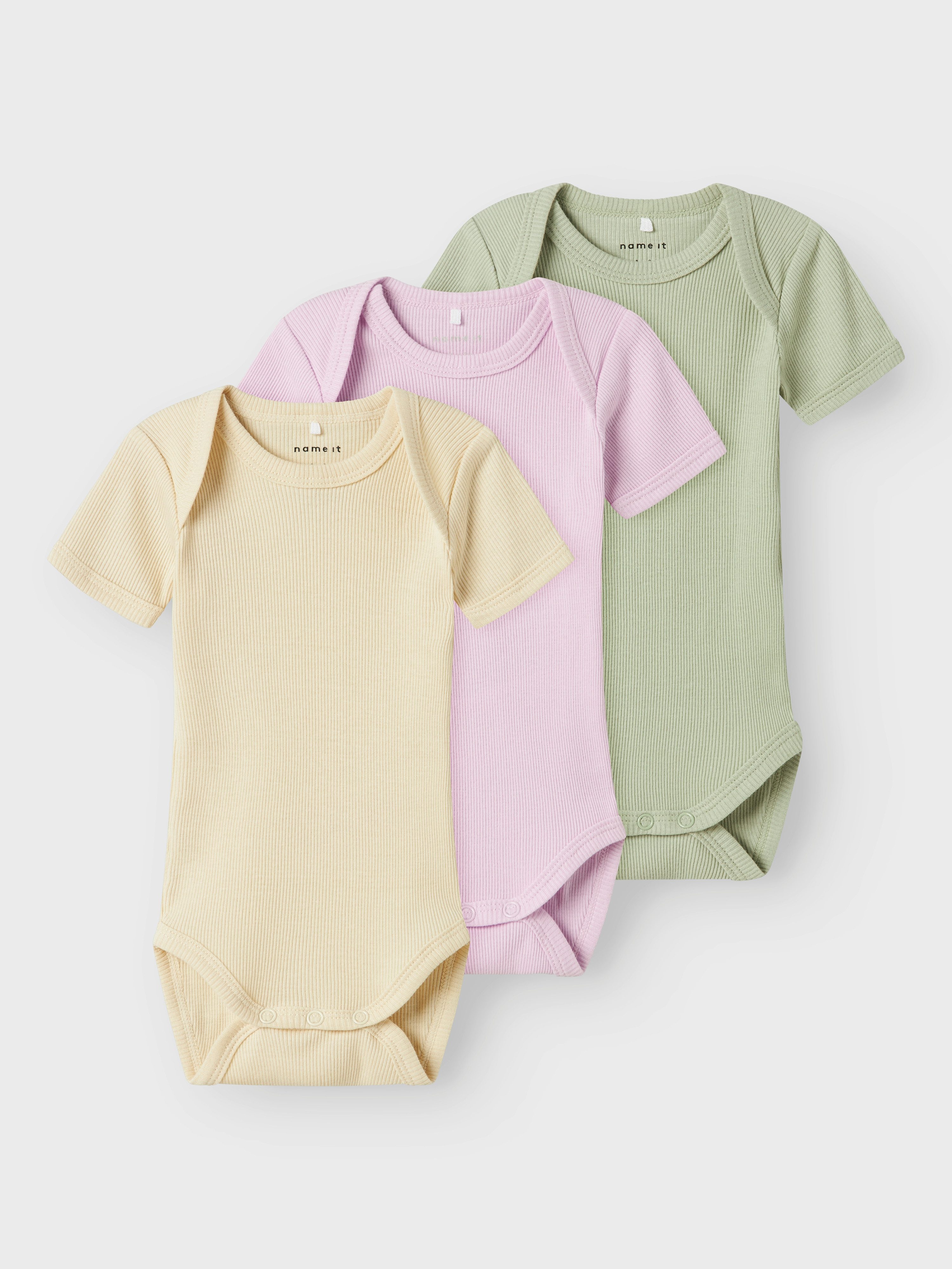 Name It Kurzarmbody NBNBODY 3P SS SOLID RIB NOOS (Packung, 3-tlg)