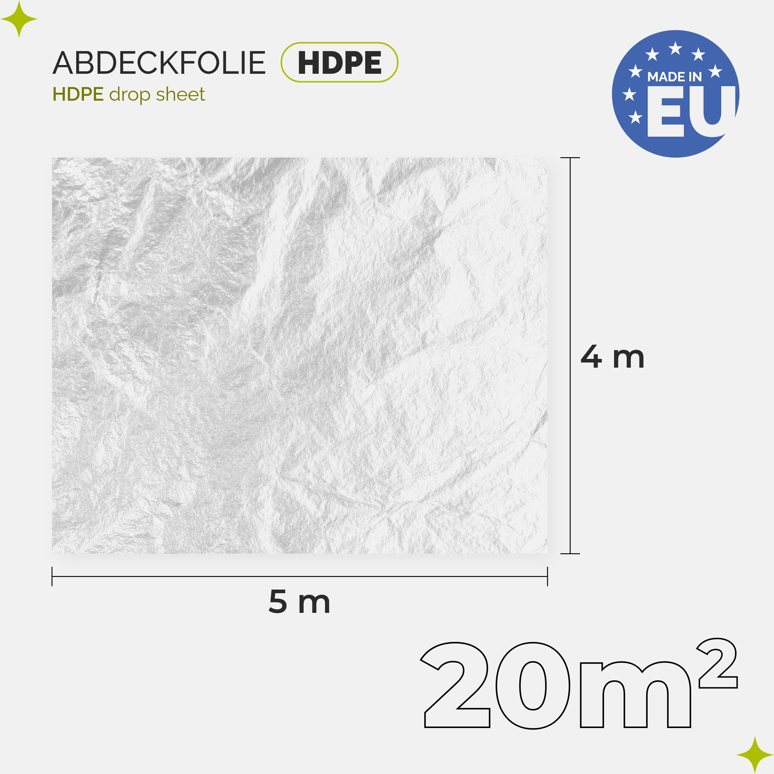 Garronda Abdeckfolie Maler 4x5 m Staubschutzfolie für Renovierung Allzweckfolie GD-0166, 0.005 mm Stärke, (1-St)