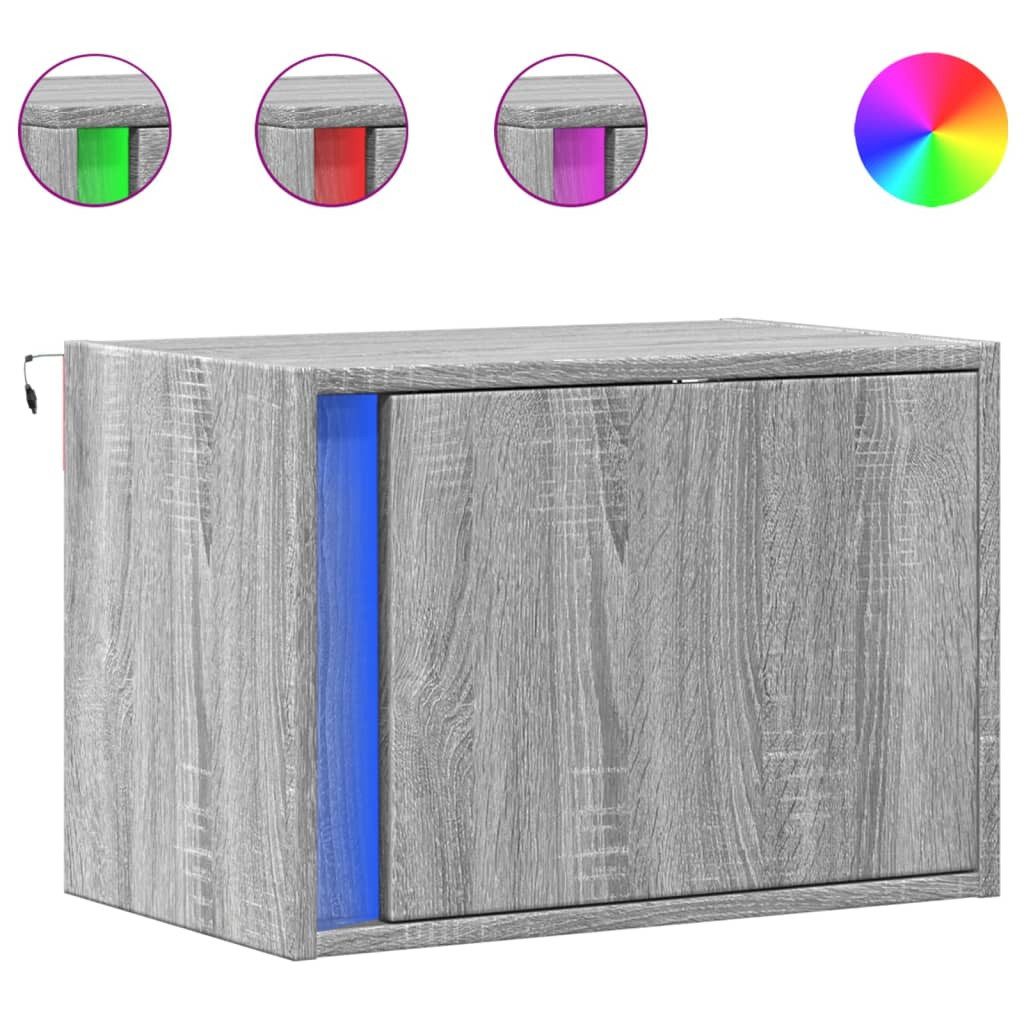 vidaXL Nachttisch Wand-Nachttisch mit LED-Leuchten Grau günstig online kaufen