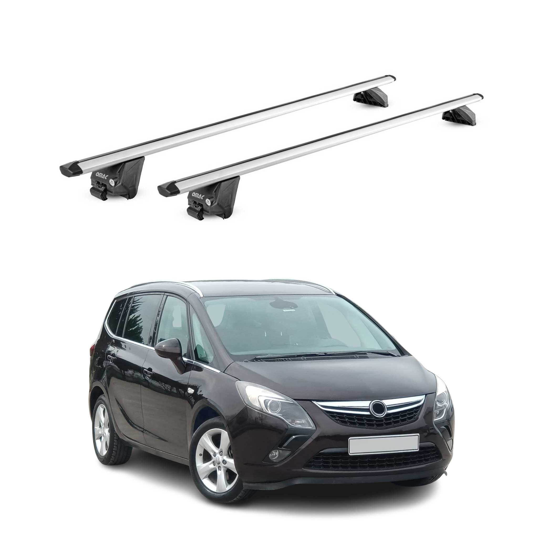OMAC Dachträger Dachträger Grundtäger für Opel Zafira C Tourer 2011-2019 100kg Alu (2-St), Wasserbeständig,Abnehmbar,Multifunktional,Leichtgewichtig