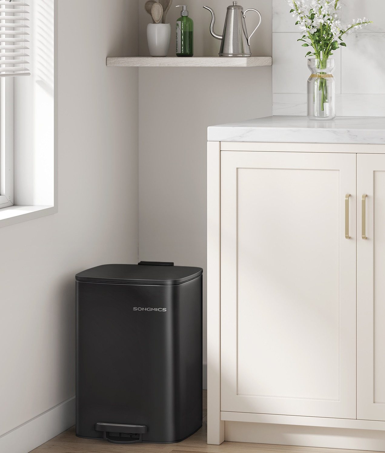 SONGMICS Mülleimer 20L/30L, Abfalleimer, Tretmülleimer, mit Inneneimer, Offenhaltefunktion