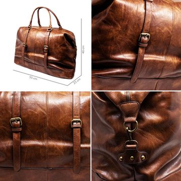 LA CUTE Reisetasche Vintage Eco-Leder Reisetasche: Stilvolle Großraumtasche (1x Reisetaschen-Set, 1x Vintage Reisetasche), Vintage Kunstleder, geräumiges Hauptfach, innere Organisatoren