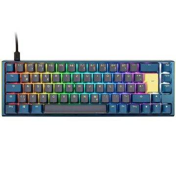 Ducky One 3 Daybreak SF Gaming-Tastatur (MX-Speed-Silver, RGB LED, deutsches Layout QWERTZ, USB, Blau, Grau, Gelb)