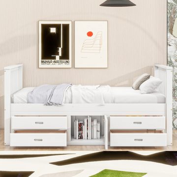 MODFU Kinderbett Einzelbetten mit Schubladen (mit Stauschrank 90x200cm), ohne Matratze