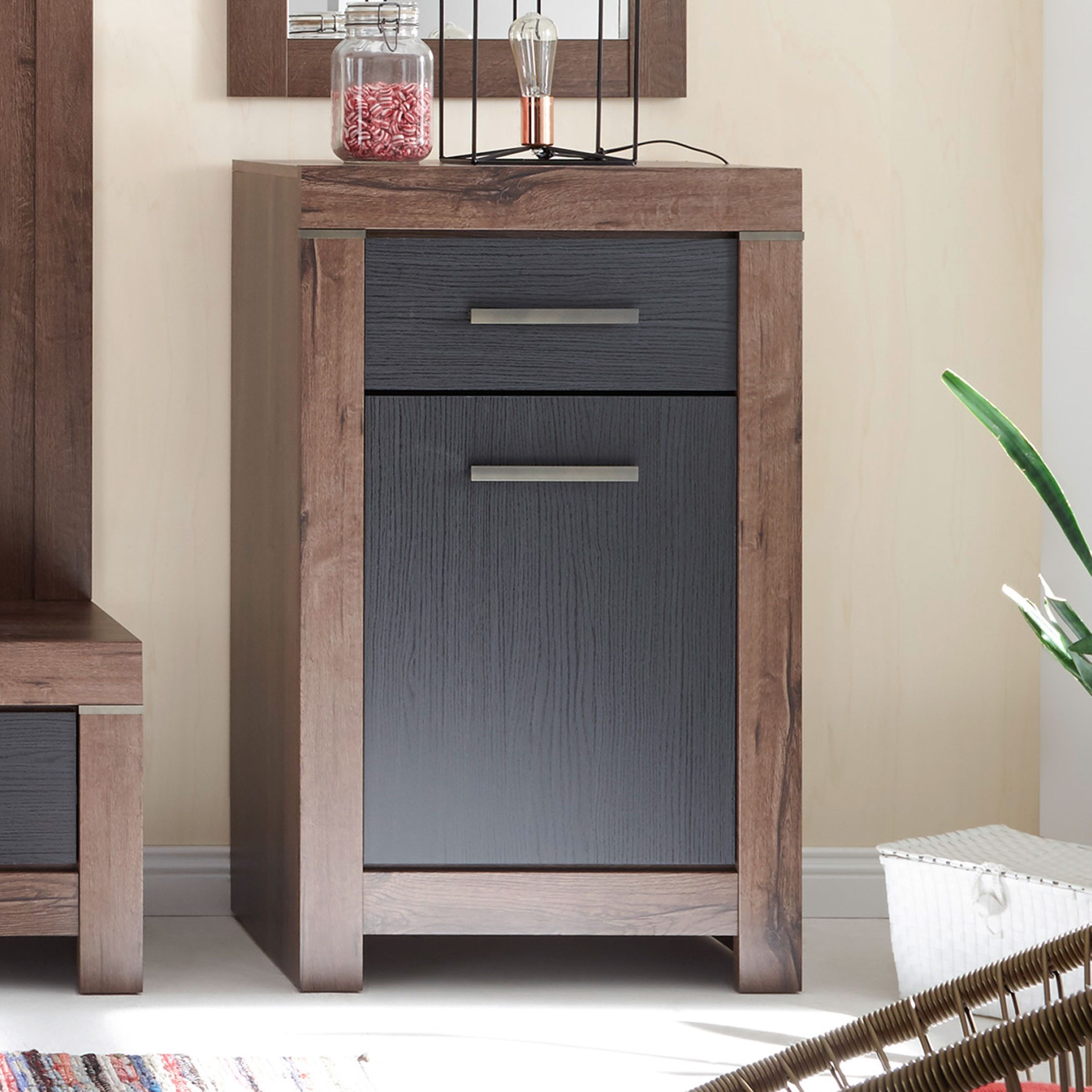 Bega Consult Kommode Kommode Balin Schubkastenkommode Schwarz Eiche Canyon Dekor