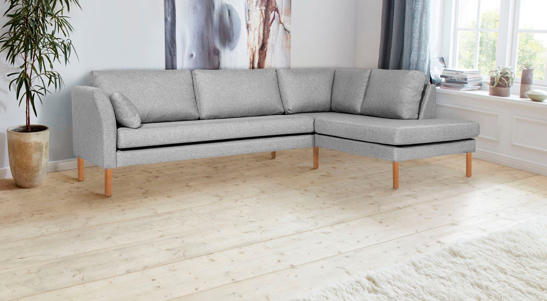 andas Ecksofa Grenzda, L-Form, mit Holzfüßen