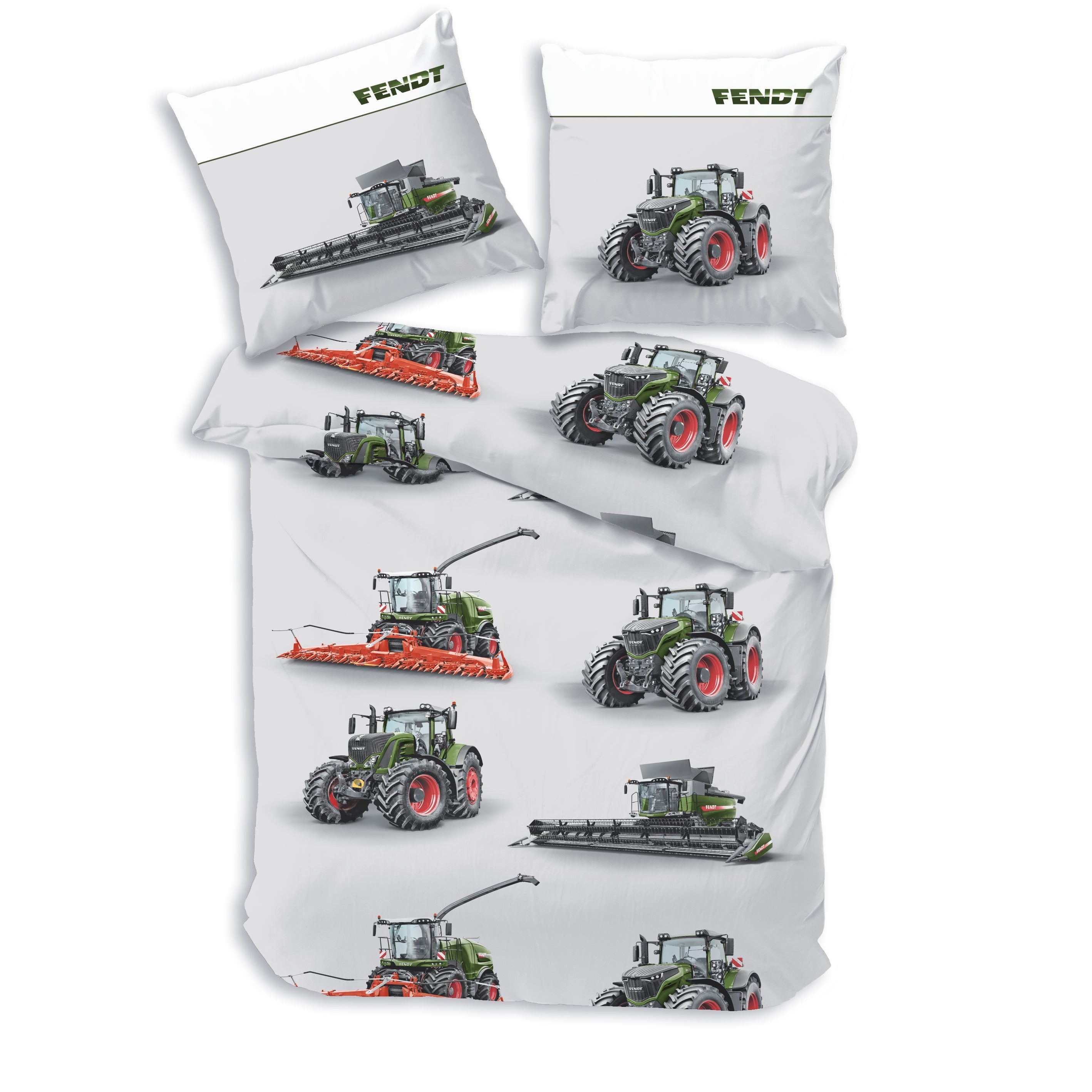 Träumschön Bettwäsche Biber 135x200 cm, FENDT Traktor & Mähdrescher aus 100 günstig online kaufen