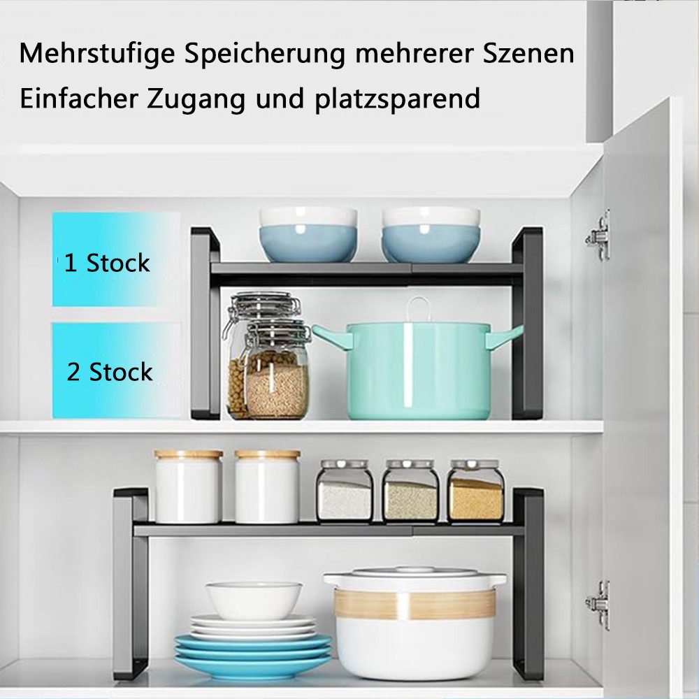 TUWENA Küchenregal Erweiterbarer Küchenregal Organizer, Küchengewürzregal Schrankregal, Schrankregal Ausziehbares 36-64cm, Ideal Tischregal oder Gewürzregal – Bild 4 von 5