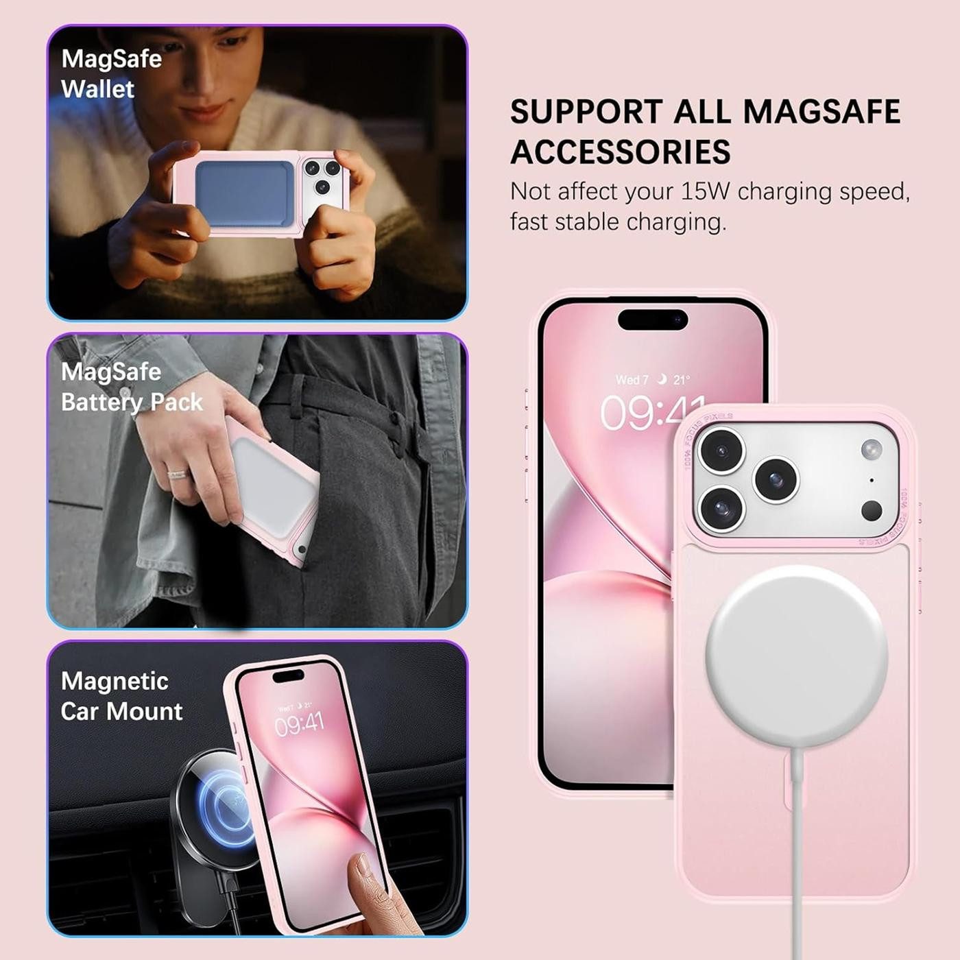 CoolGadget Handyhülle Magnet Hülle für iPhone 17 Pro Max Schutzhülle mit Metall Kamerarahmen 6,9 Zoll, magnetisches Schutzcase Matt Stoßfest kompatibel mit Mags – Bild 4 von 5