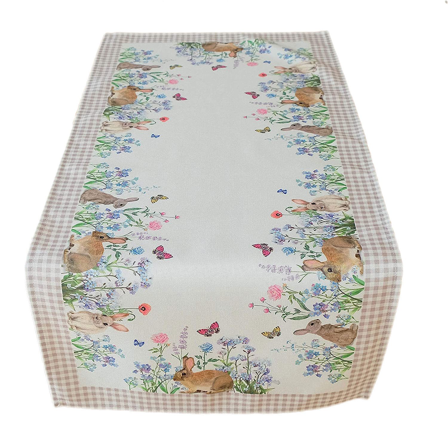 texpot Tischdecke Tischläufer Druck Häschen Blumen Osterhase Ostern (1-tlg) günstig online kaufen