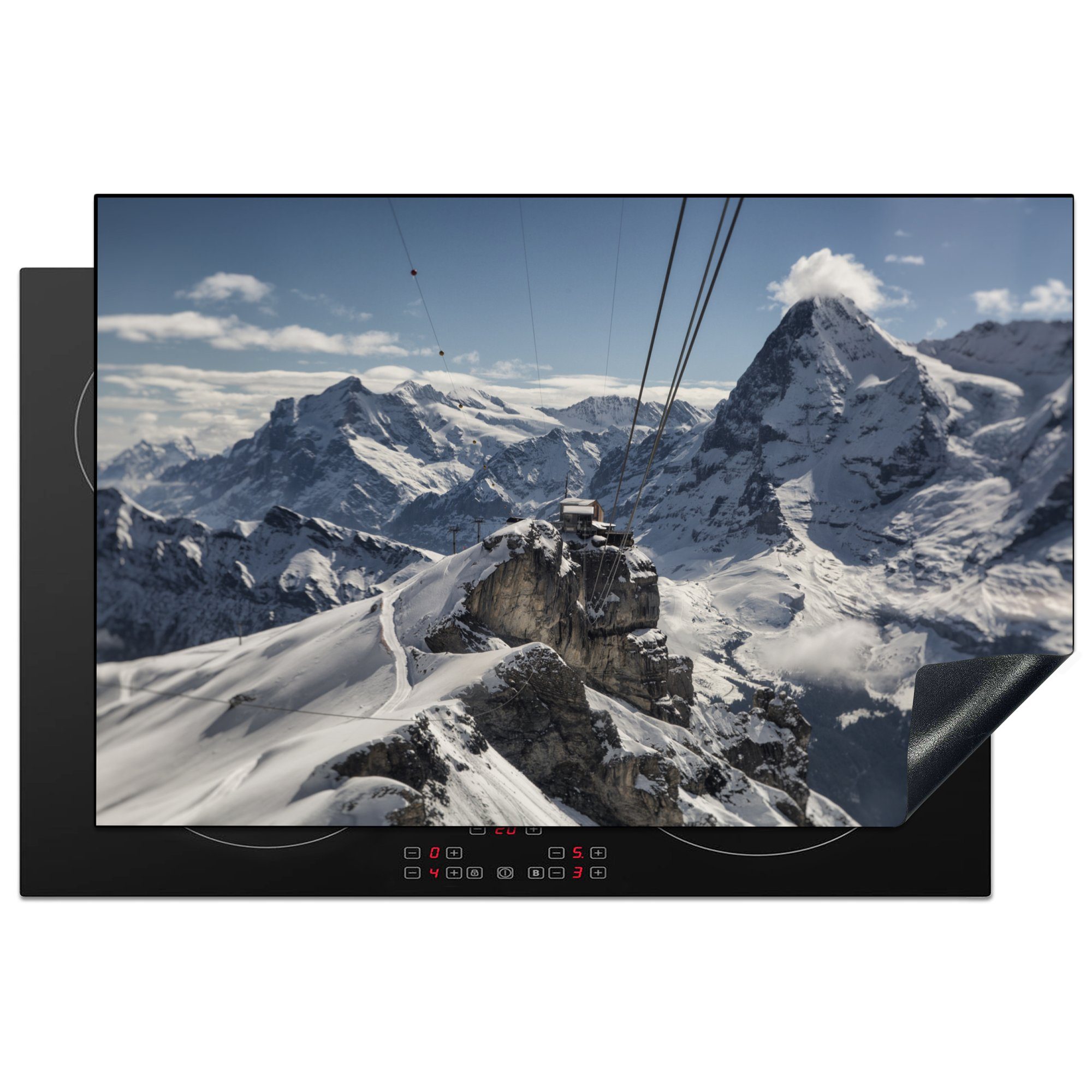 MuchoWow Herdblende-/Abdeckplatte Seilbahn auf den Schweizer Berg Schilthorn in Europa, Vinyl, (1 tlg), 81x52 cm, Induktionskochfeld Schutz für die küche, Ceranfeldabdeckung