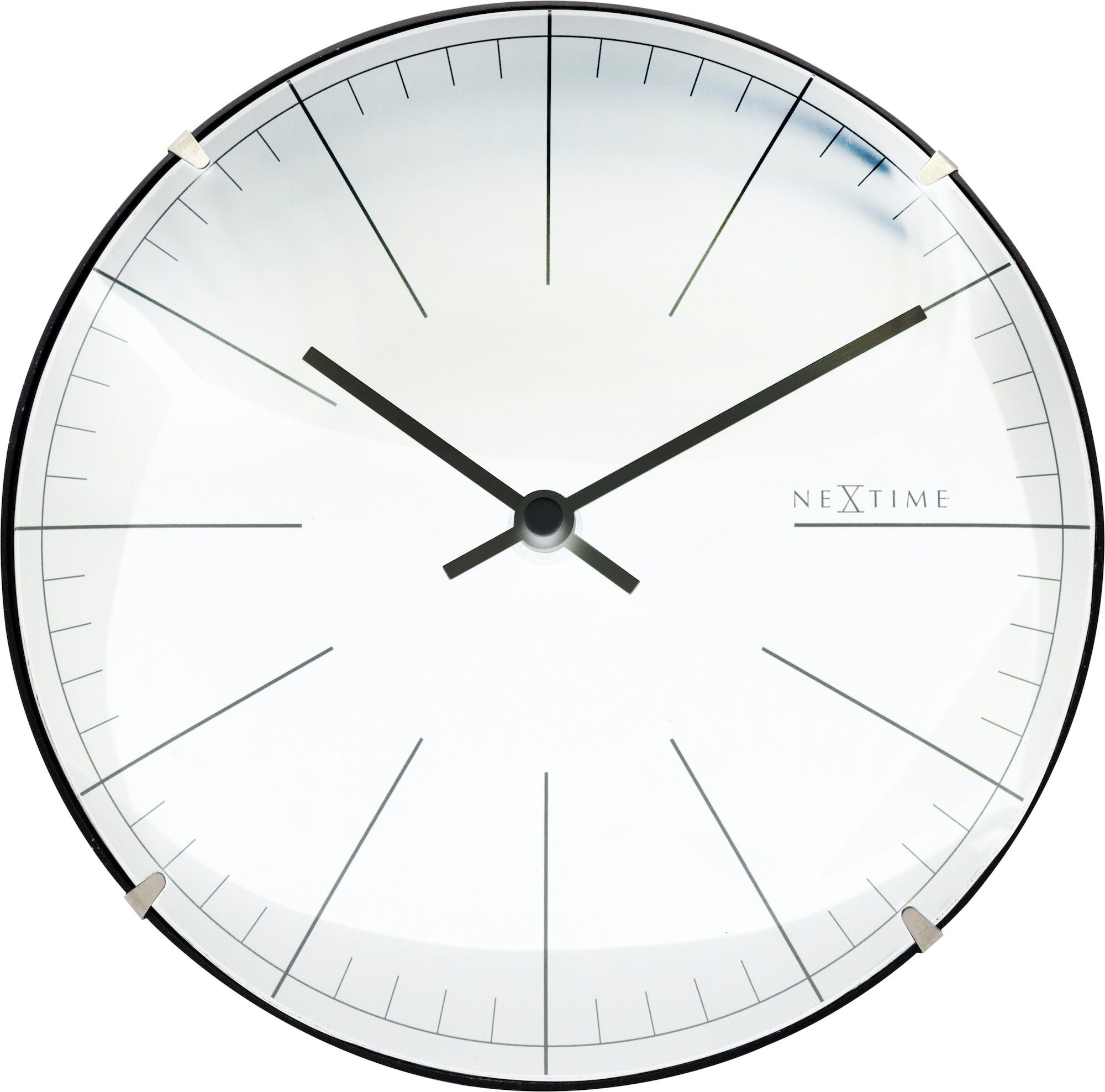 NEXTIME Wanduhr 3506 (aus kumpelförmigen Glas) weiß