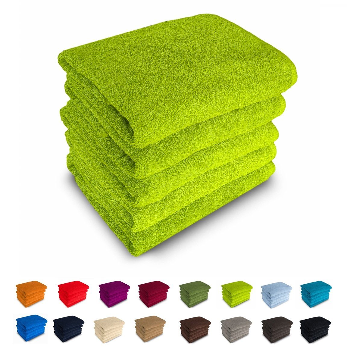 MatratzenL.A.B® Handtuch Set Rimini 500 g/m², 100% Baumwolle, (Duschtücher 70x140 cm Set, 5-tlg), Frotee, mit Aufhänger, 23 Farben, einzeln verpackt lime - 12