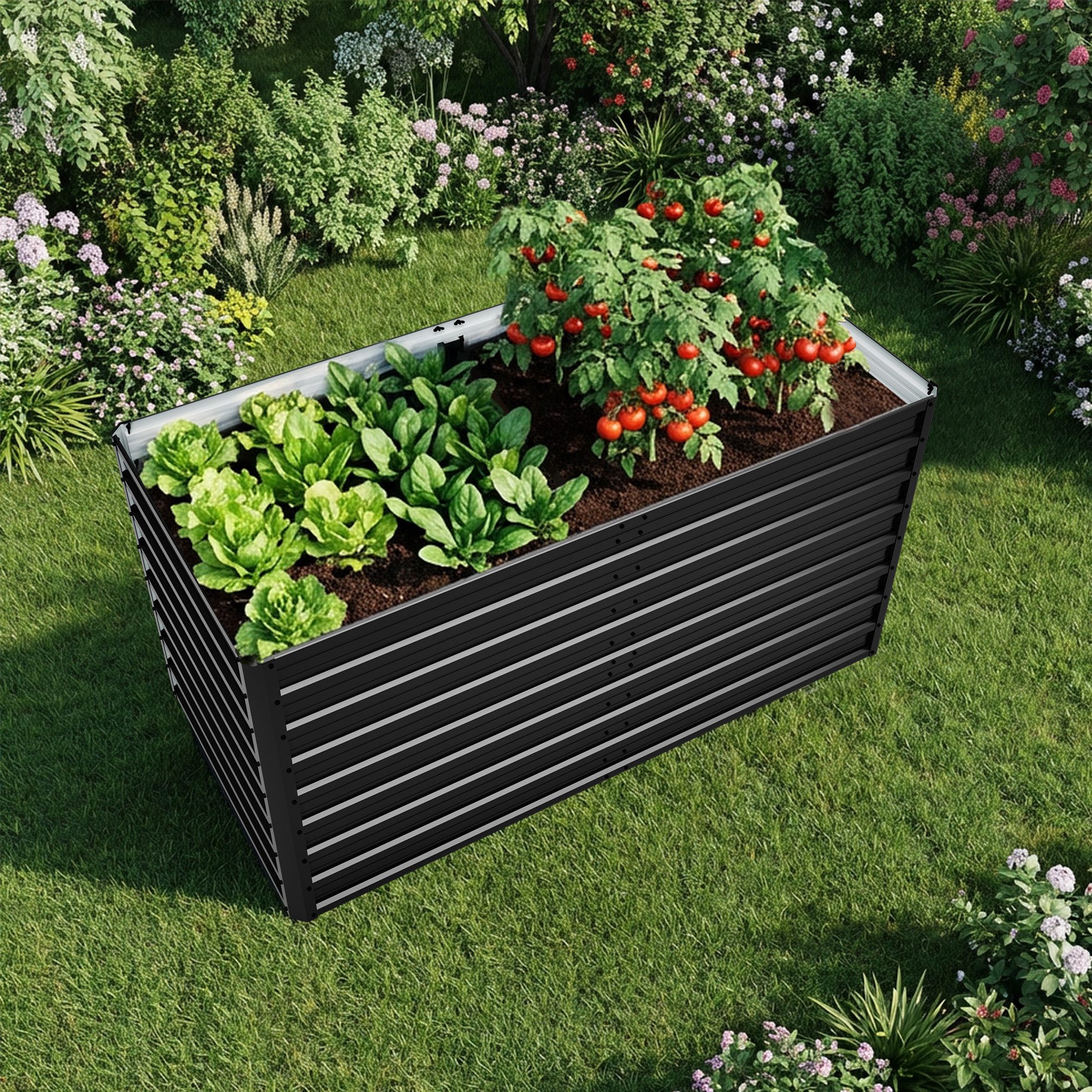 Thanaddo Hochbeet Metall Pflanzbeet Gartenbeet Pflanzkasten Pflanzkasten Blumenkasten, für Garten & Terrasse