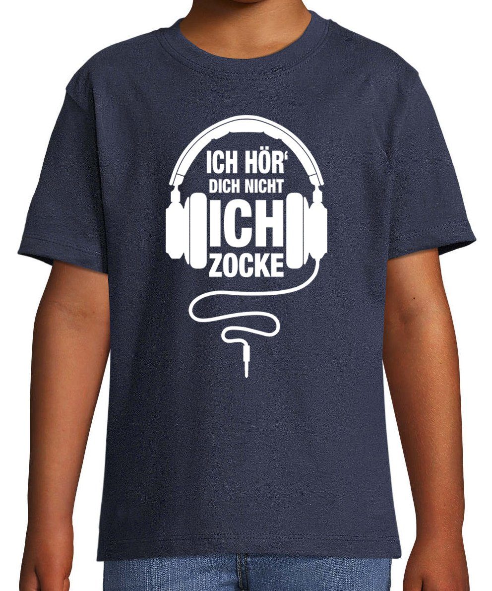 Ich lustigem Gamer Kinder Youth Navyblau Zocke Frontprint T-Shirt Shirt Designz mit
