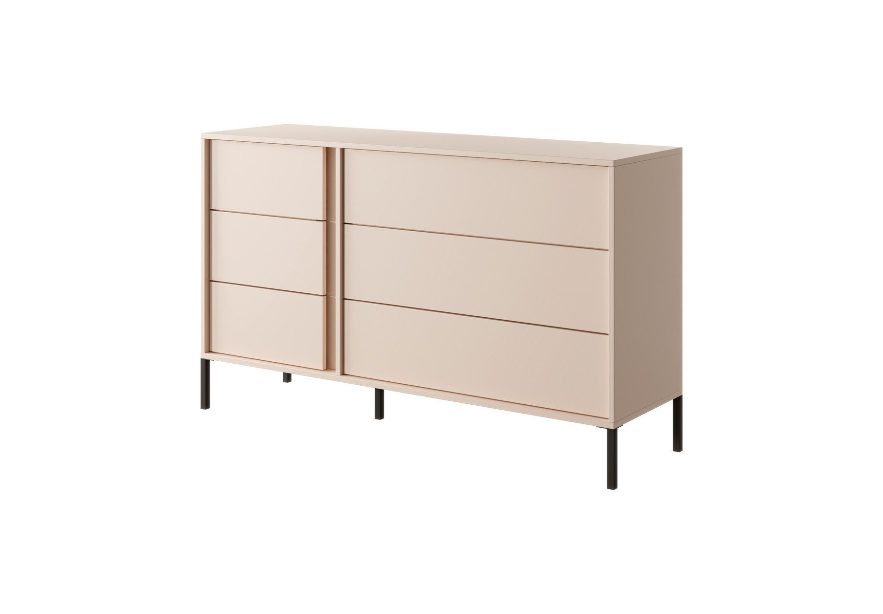 MOEBLO Kommode Calor J 6S (Beige, in Option LED, Sideboard Wohnzimmer Kommode Schlafzimmer Komodenschrank Highboard), (BxHxT):138x82x40 cm