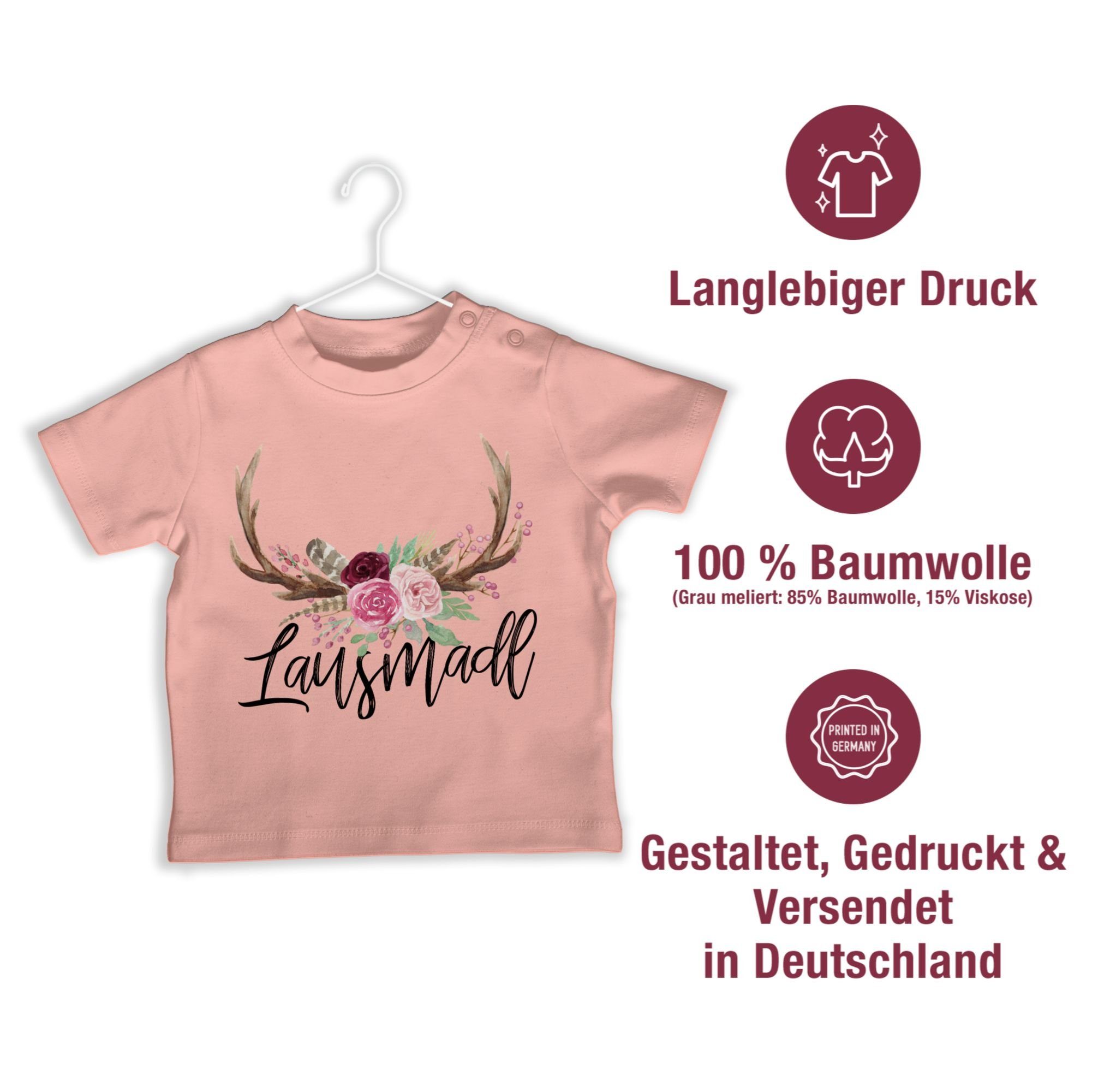 Oktoberfest für T-Shirt Mode 3 Baby Babyrosa Shirtracer Lausmadl Outfit Hirschgeweih