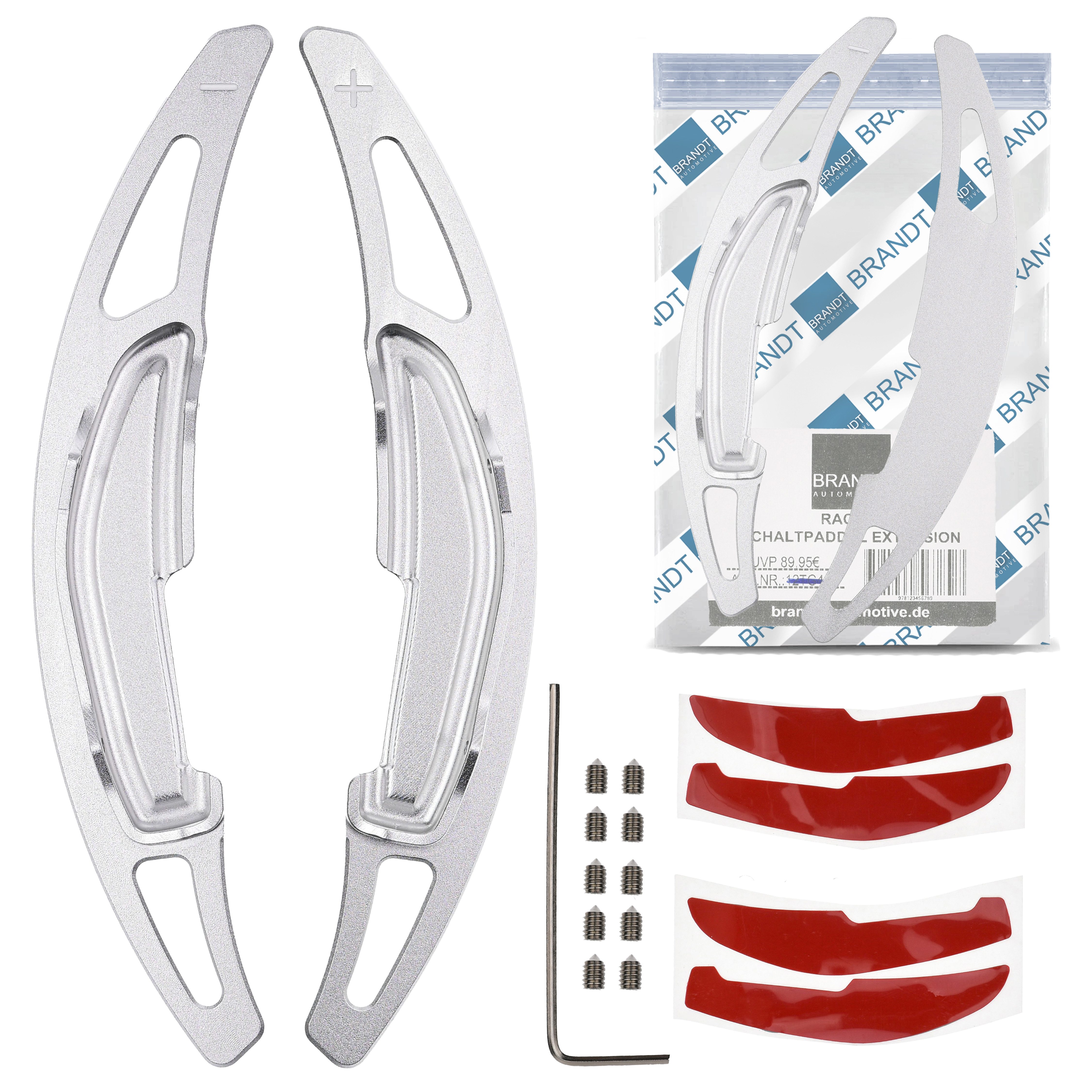 BRANDT AUTOMOTIVE Lenkeradapter Auto Lenkrad Schaltwippen Verlängerung SET Aluminium SILBER, (2-tlg., für BMW M2 F22 F87 M3 F30 F35 F80 M4 F32 F82 F83 M5 F10 F18 M6 F06)