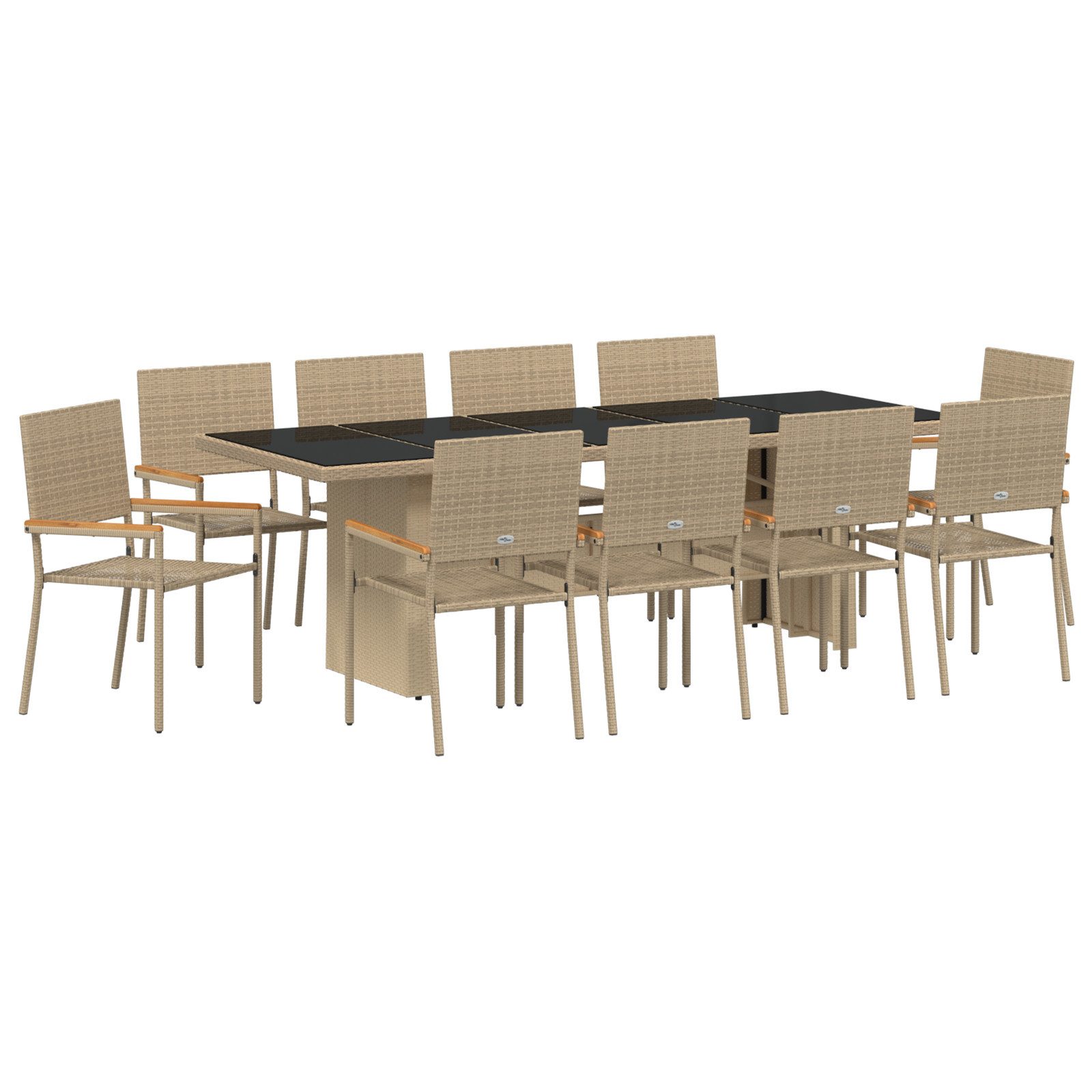 vidaXL Gartenlounge-Set Garten Essgruppe 11 pcs Beige Poly Rattan, (11-tlg)