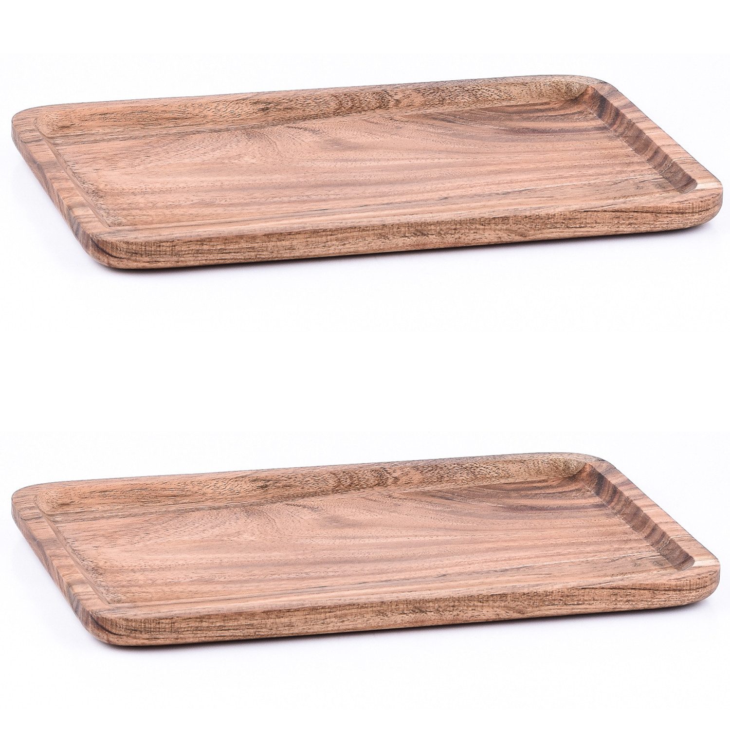 Marrakesch Orient & Mediterran Interior Dekotablett 2er Set Akazienholz Schlüsselschale tablett Anea handgefertigt 30 cm (2 St), Handarbeit