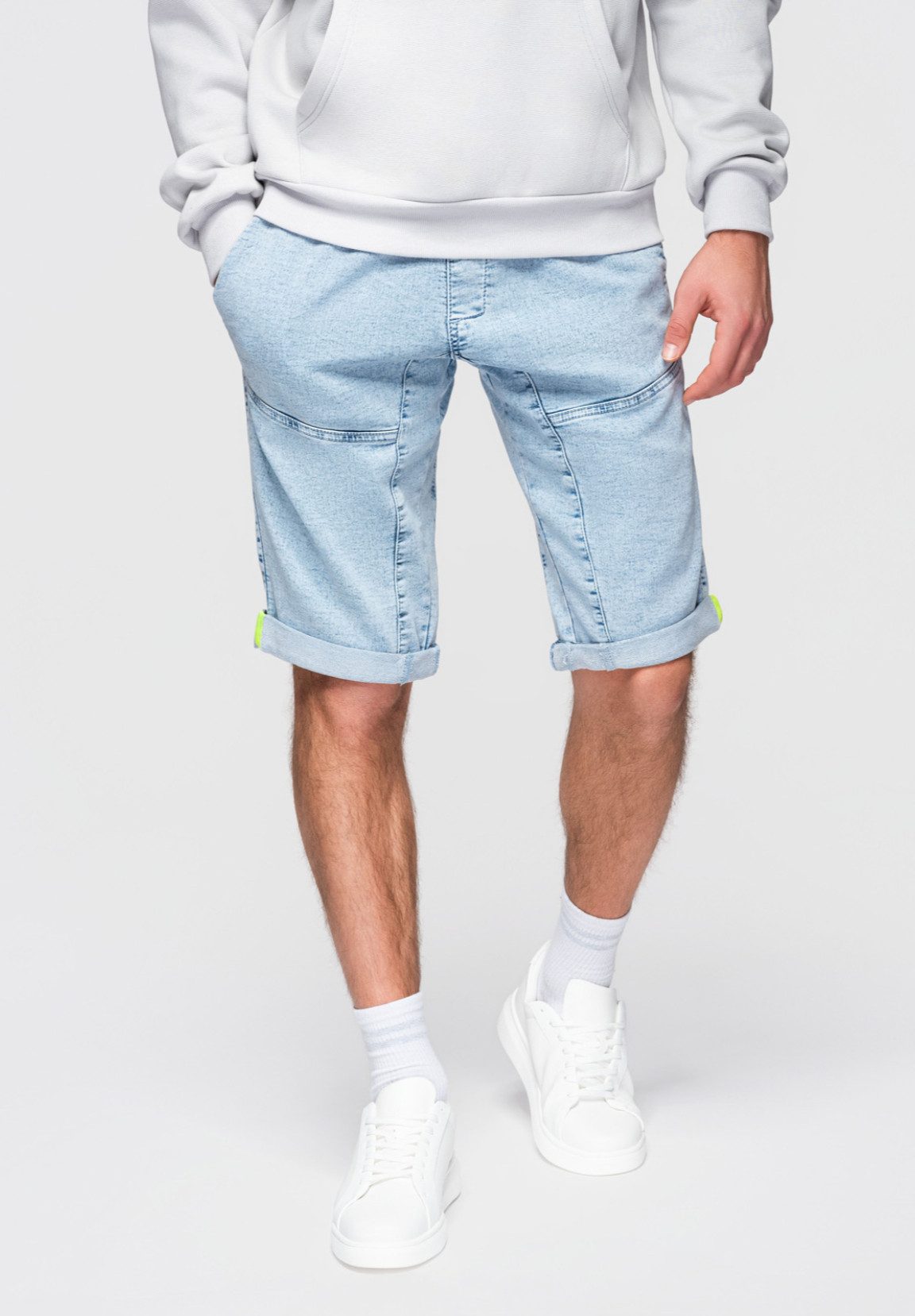 OMBRE Jeansshorts Shorts aus Denim für Männer mit Ziernähten