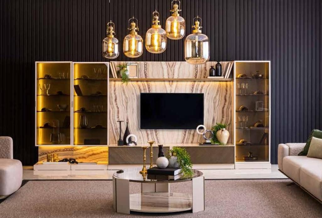 Xlmoebel Wohnwand Stilvolle Wohnzimmer-Wohnwand Erweiterung Wand 388cm Luxuriöse, (Wohnwand), Hergestellt in Europa