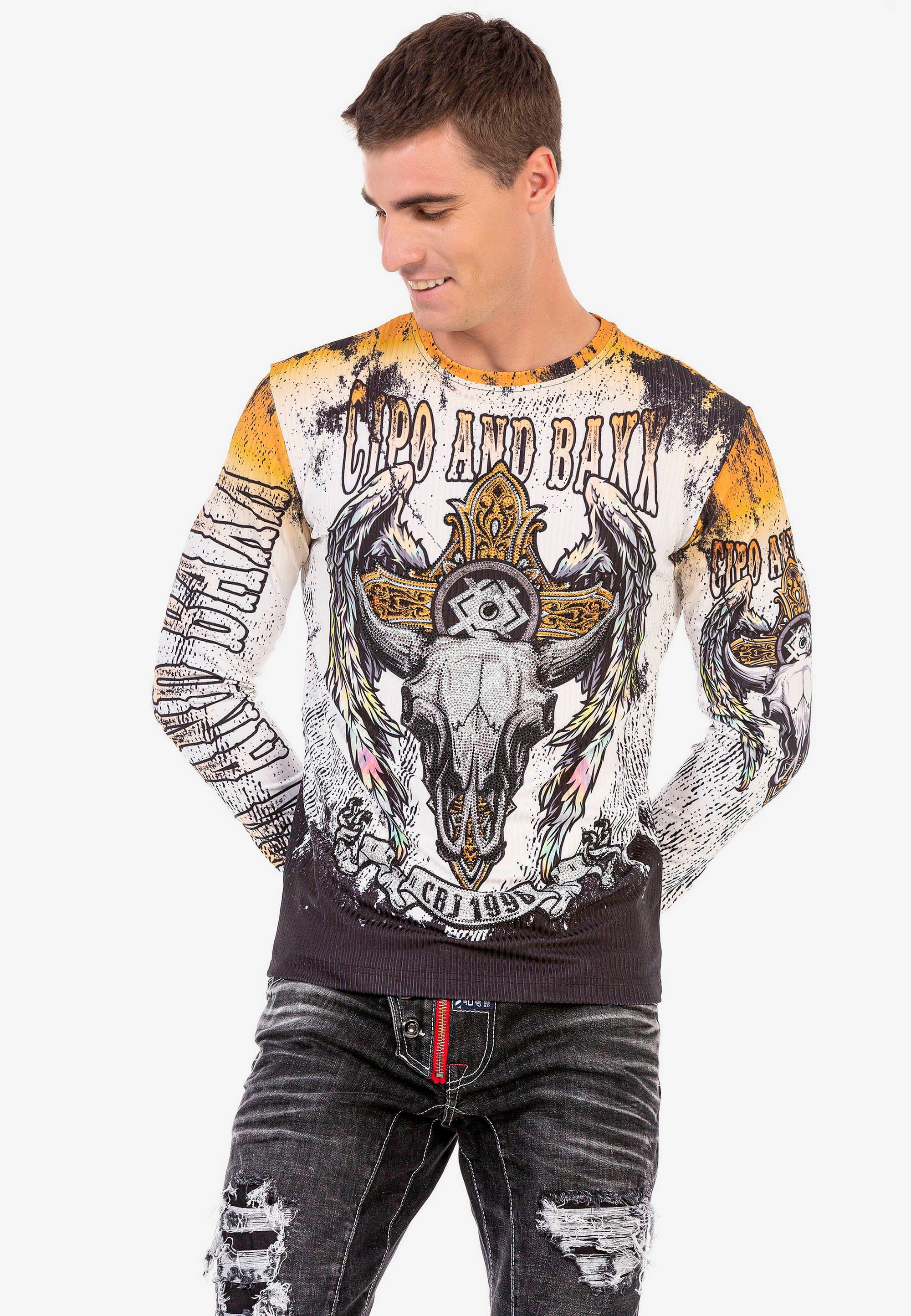 Cipo & Baxx extravagantem Print mit Langarmshirt