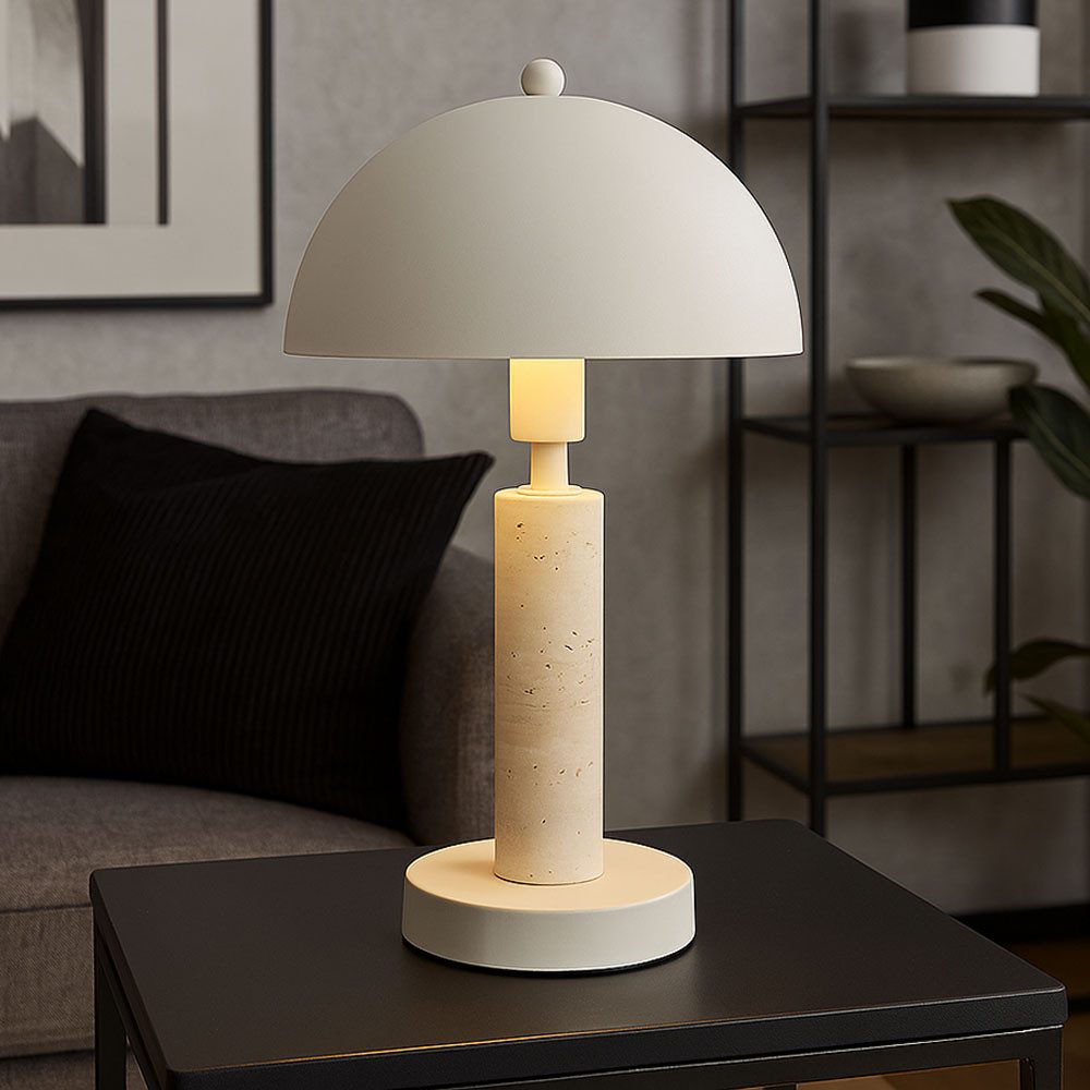 GLOBO LIGHTING Schreibtischlampe, Leuchtmittel nicht inklusive, Tischleuchte Nachttischlampe Leselampe Metall sandfarben Travertin