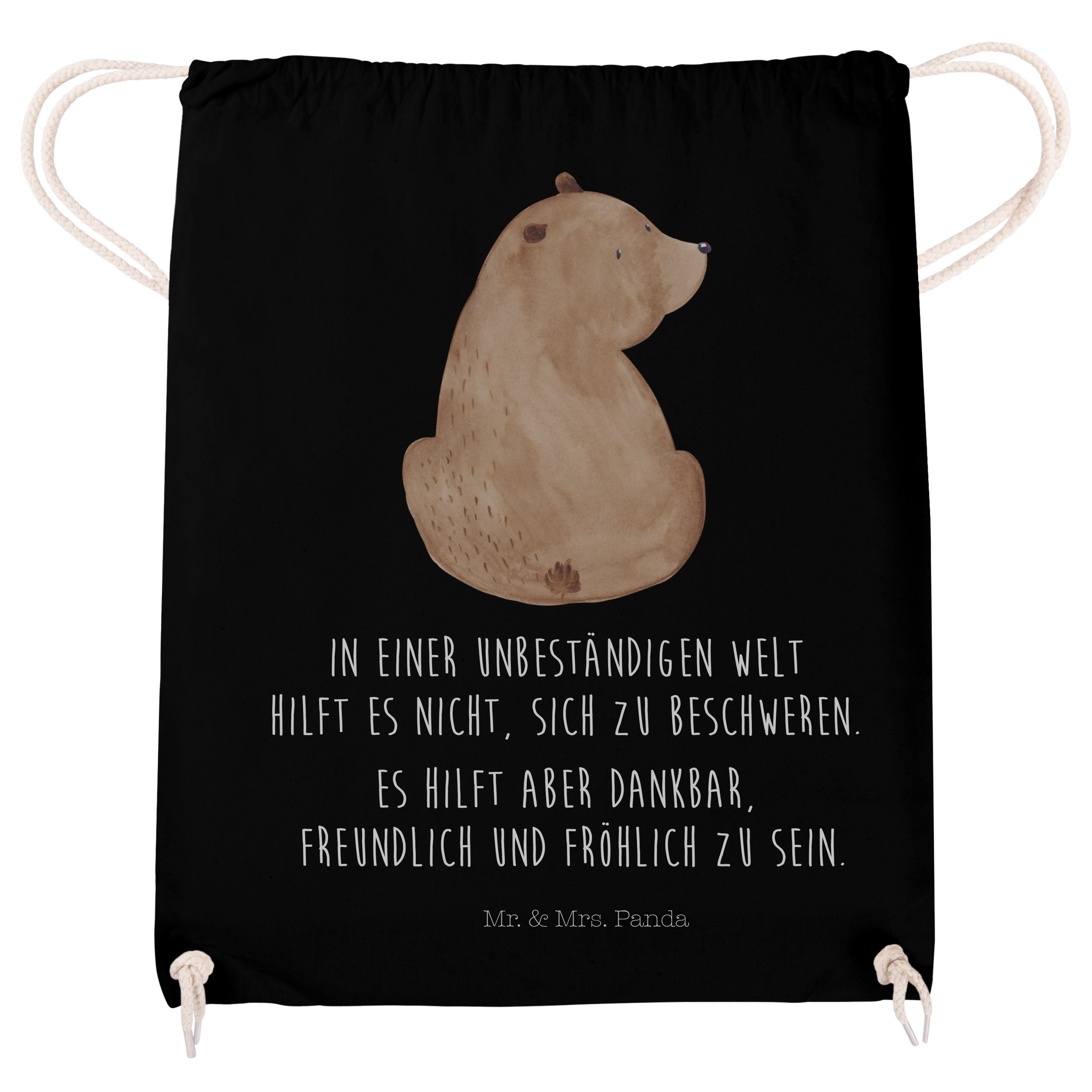 Schulterblick Turnbeutel, Mrs. Bären, - Panda Schwarz - Bär Mr. (1-tlg) Sporttasche Geschenk, Teddybär, &