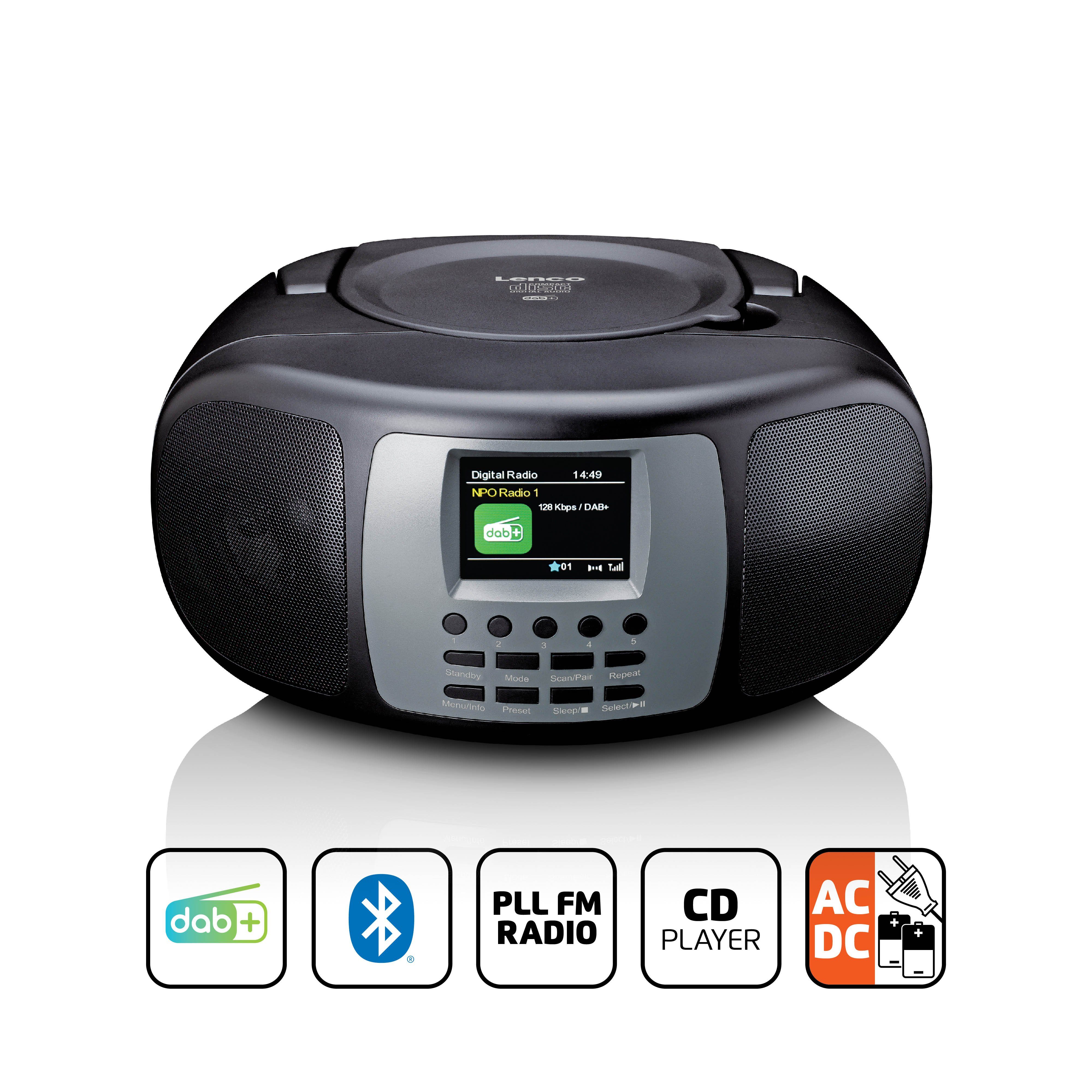 Lenco SCD-860BK Digitalradio (DAB) (DAB,DAB+,FM, 4 W, tragbar mit DAB+, Bluetooth® Streaming, Stereo-Sound mit 2x 2 Watt RMS)