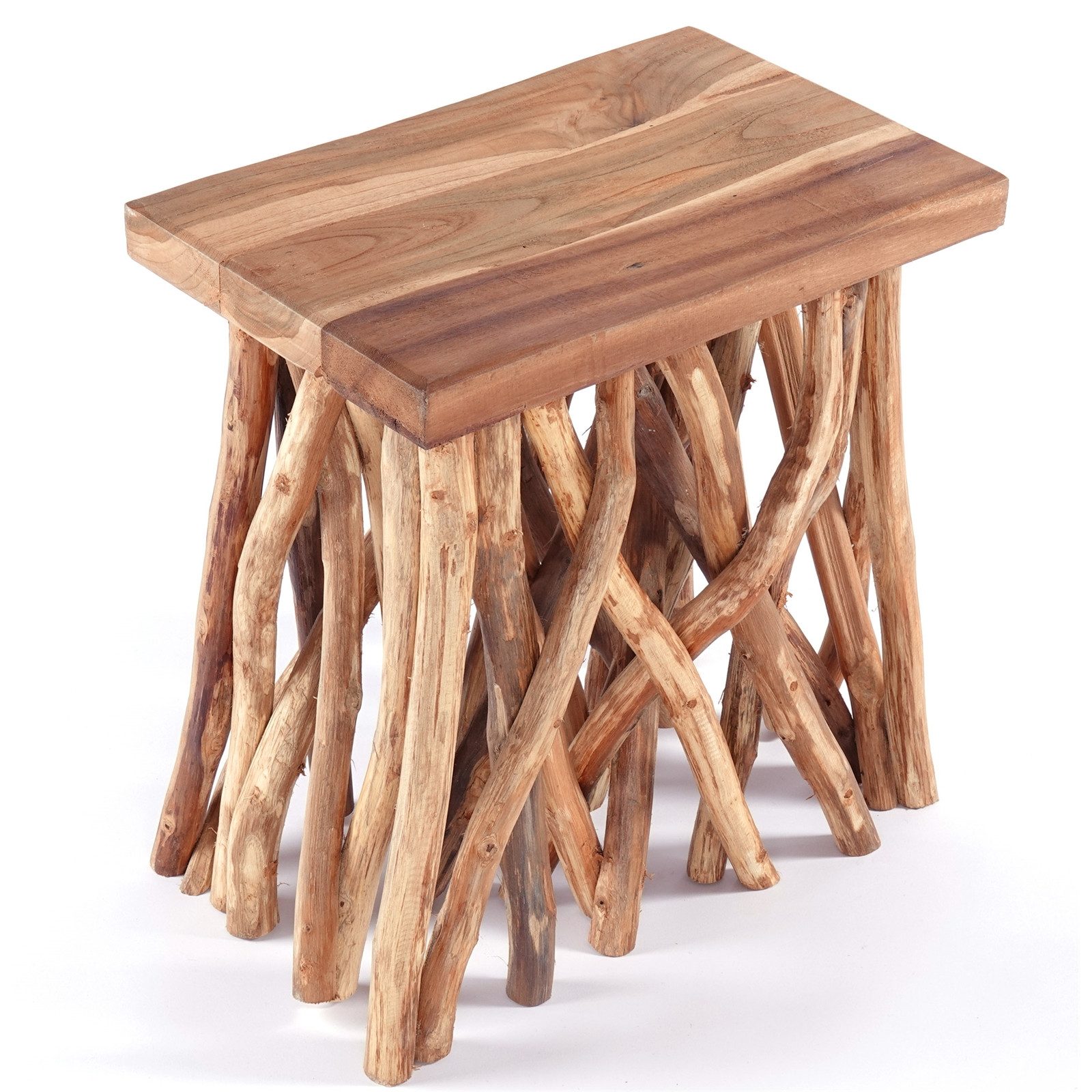 CREEDWOOD Beistelltisch ÄSTE SITZ BÄNKCHEN "WOODS", Holz massiv, 48cm, Natur Blumen Bank