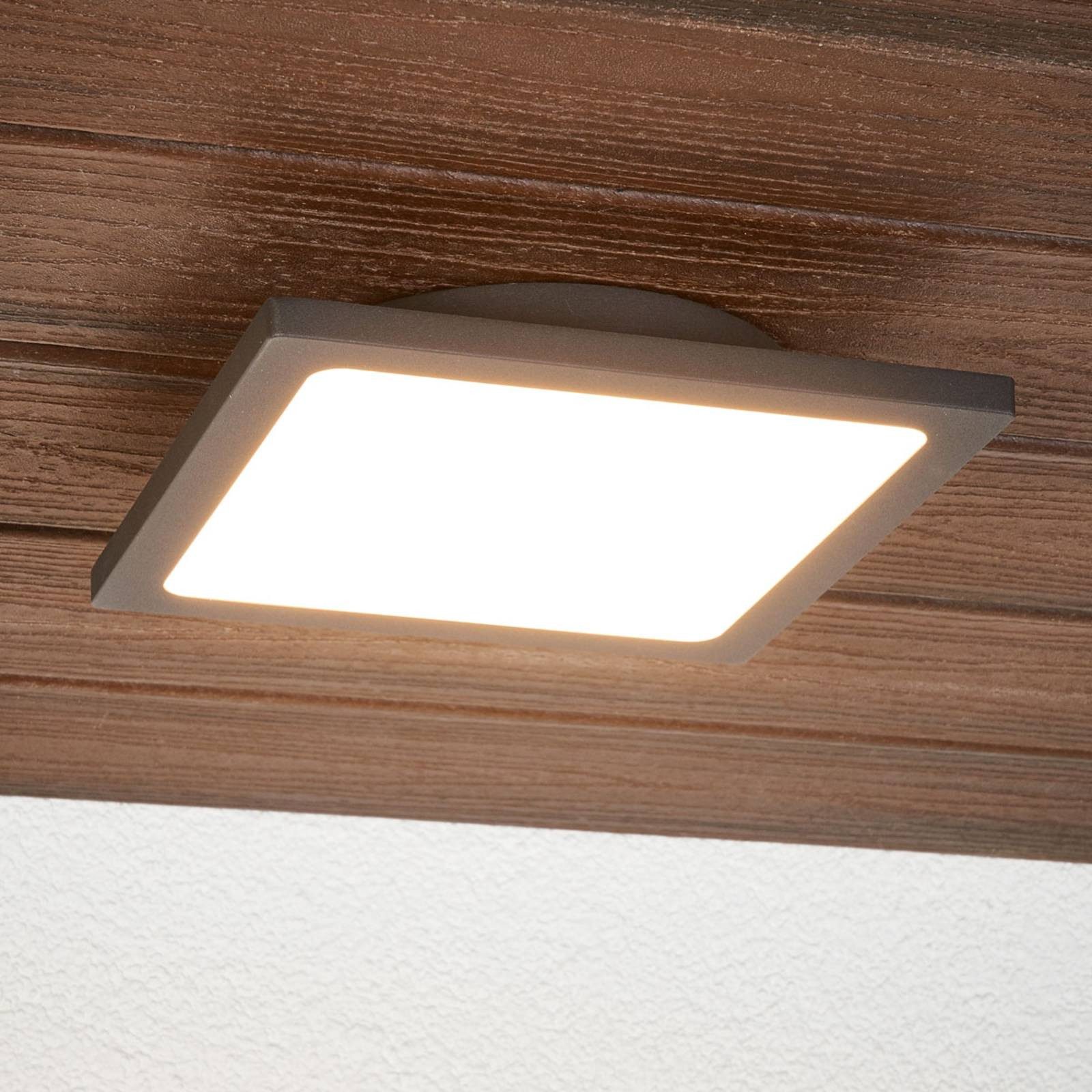 Lucande Außen-Deckenleuchte Mabella, LED, Metall, Schwarz warmweiß IP65mit Bewegungsmelder, 1 x 11,5 W LED, warmweiß