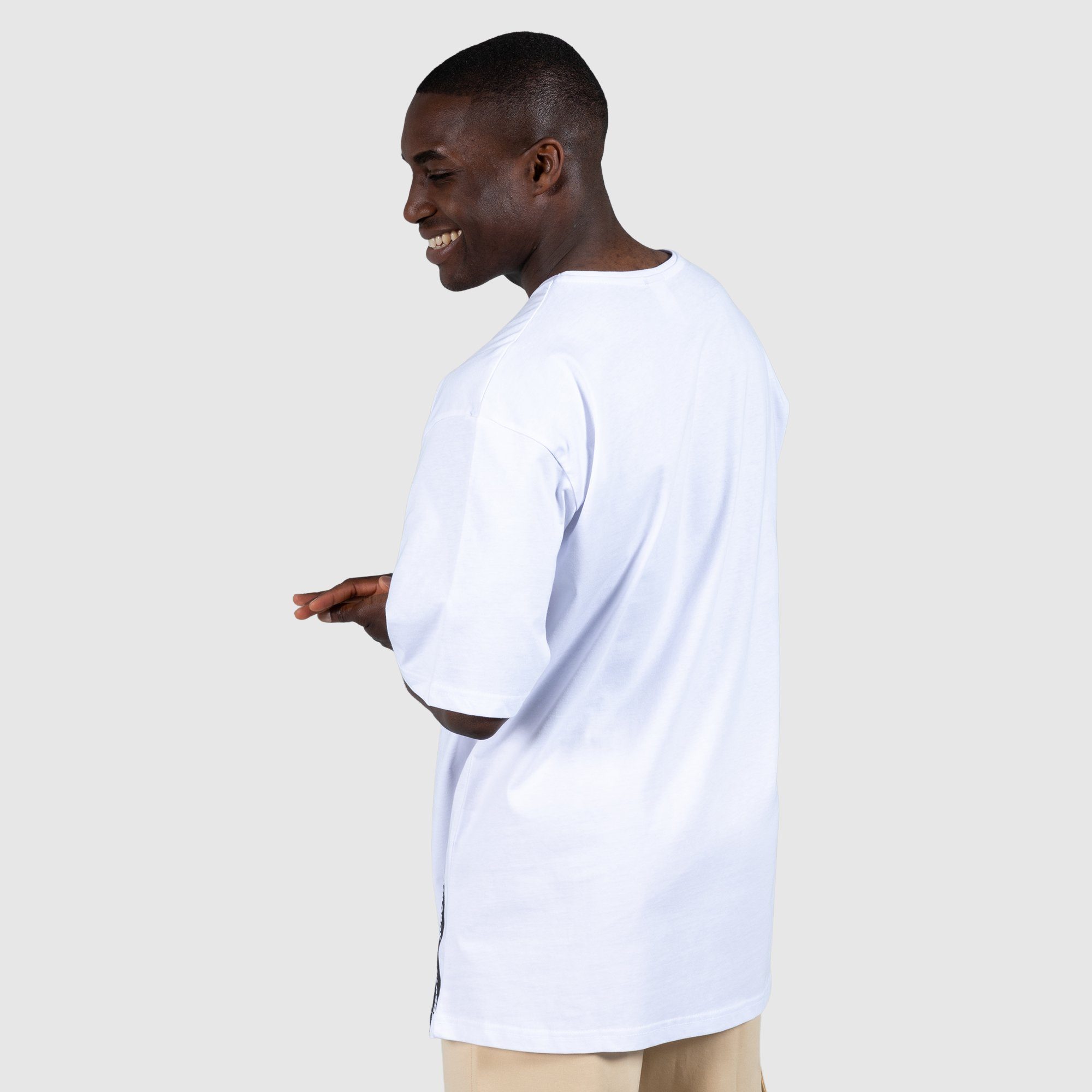 100% John Weiß T-Shirt Smilodox Oversize, Baumwolle