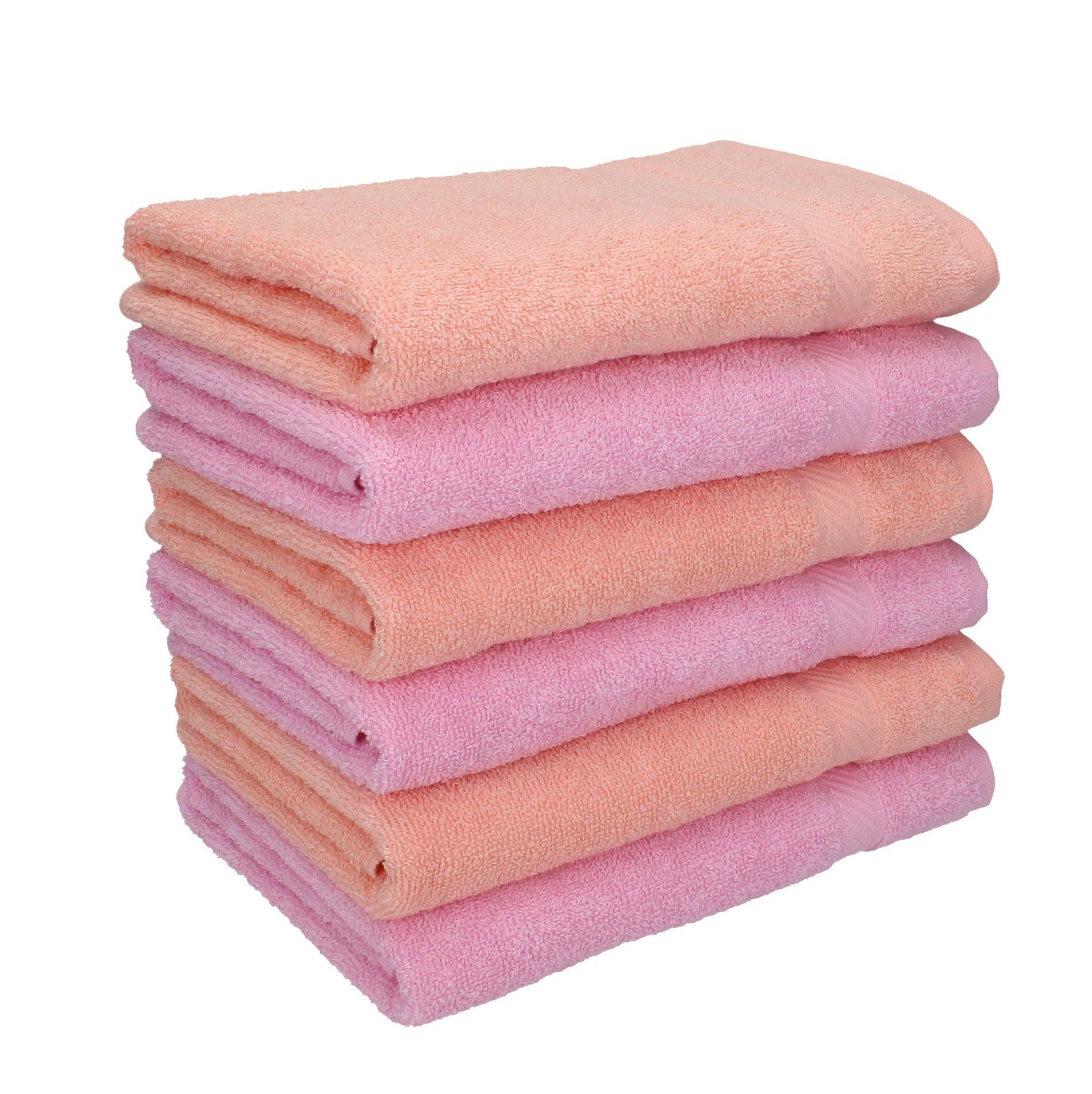 Betz Handtücher 6 Stück Handtücher Palermo Größe 50 x 100 cm Farbe apricot und rosé, 100% Baumwolle