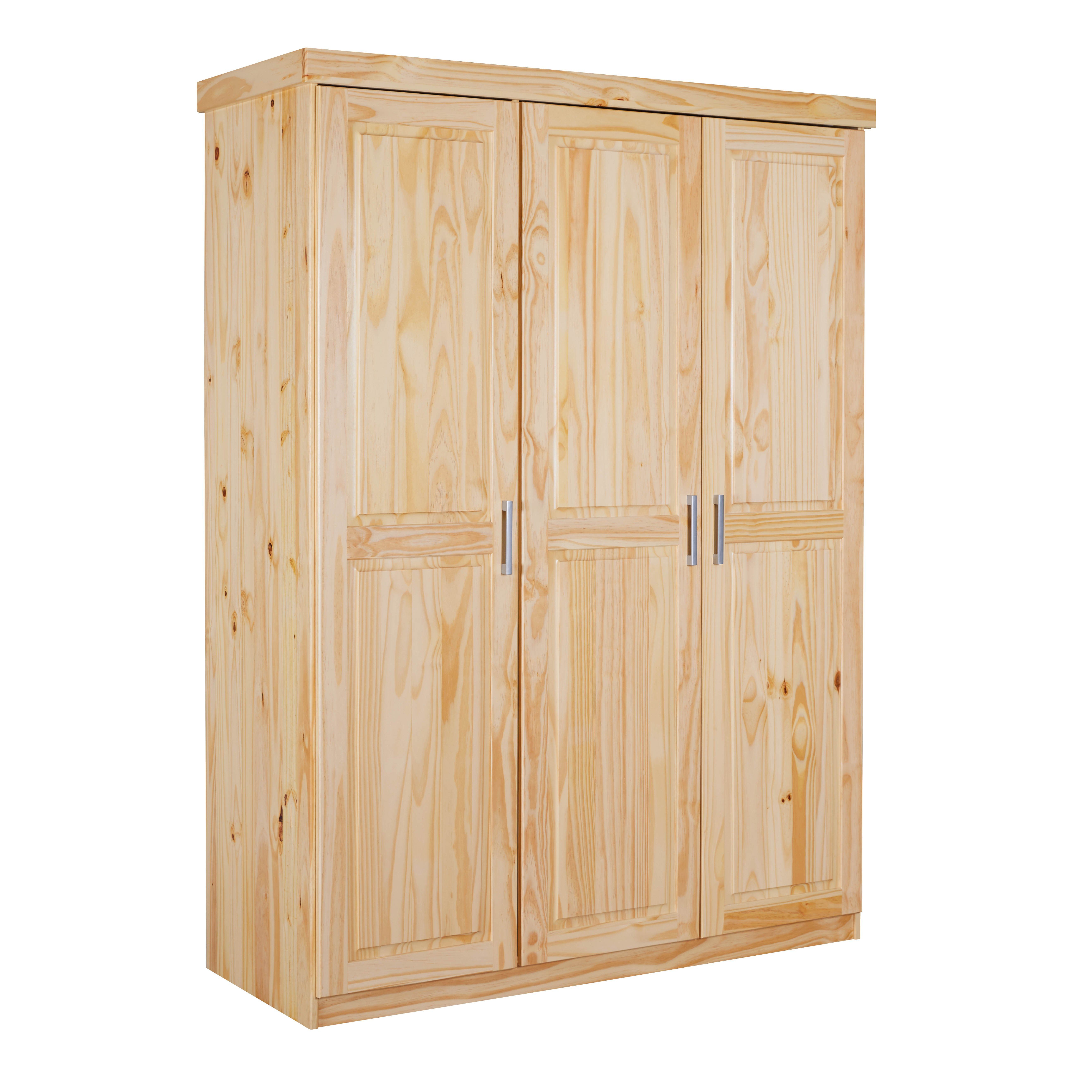 Inter Link Kleiderschrank Pelle Massivholz Schrank Landhausstil, 5 Fächer, Kleiderstange, lackiert – Bild 3 von 5