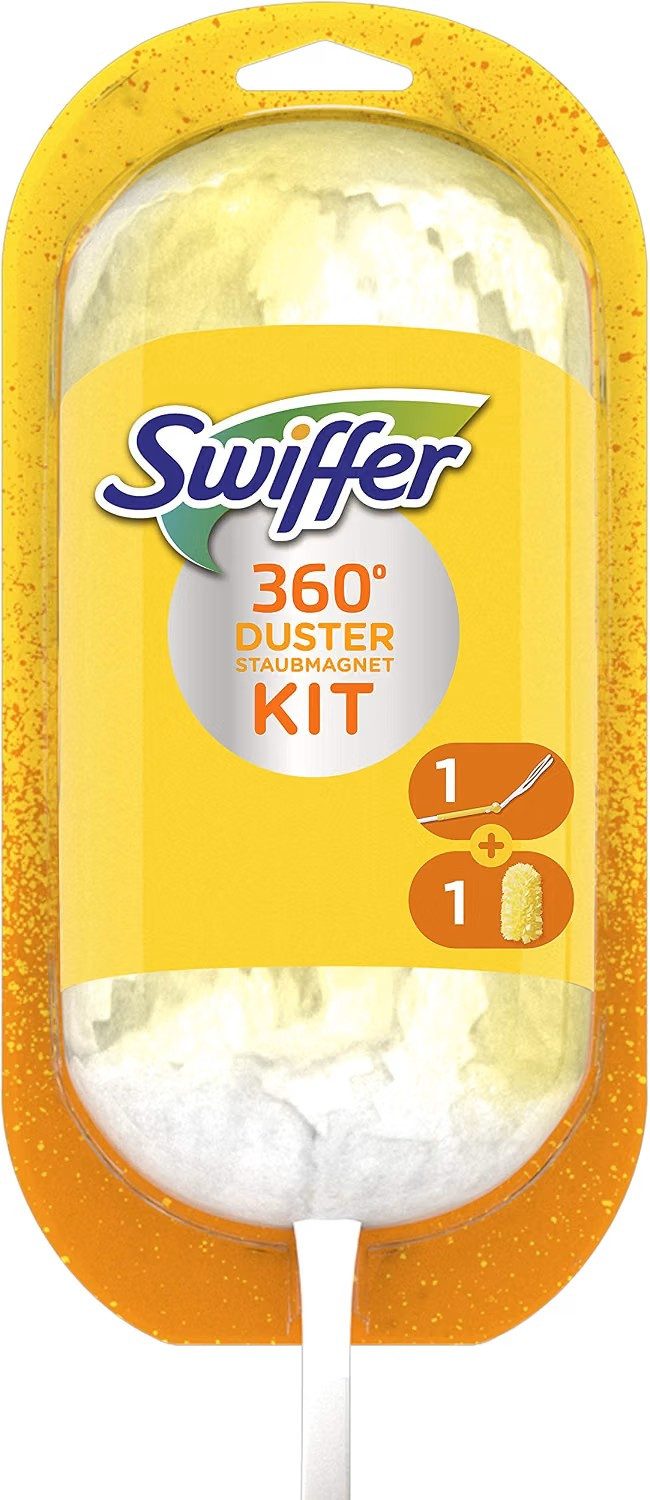 Swiffer Staubwischer 1x Swiffer Staubmagnet XXL Kit Mit 1 Griff Und 1 3D Staubmagnet Tuch (1-St), Nimmt 3x Mehr Staub und Haare Auf Als Herkömmliche Staubmagneten