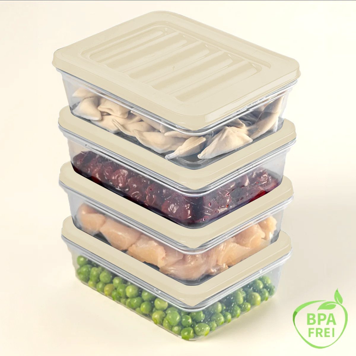 Parpalinam Frischhaltedose Kühlschrank Organizer Gefrierdose Set Vorratsbehälter Frischhaltedose, (4-tlg), Premium Kühlschrank, Gefrierschrank Organizer, luftdicht Vorratsdosen