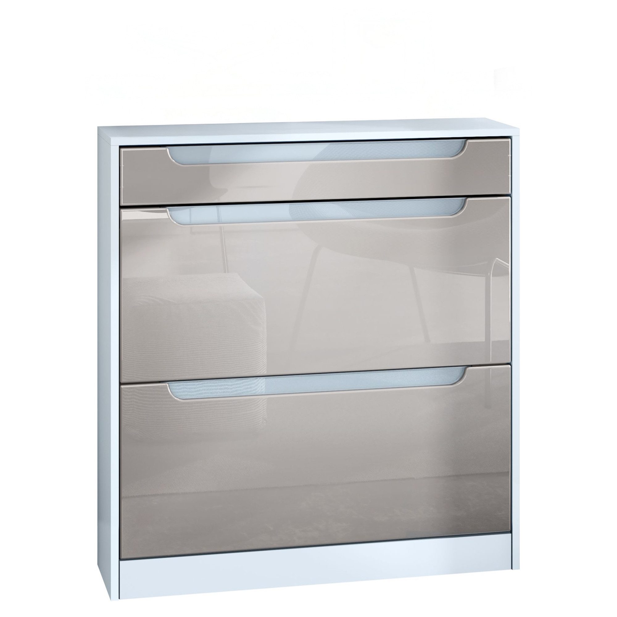 InnoFurn Schuhschrank Venezia Schuhkipper (schmaler Flurschrank, Weiß matt (89 x 95,5 x 23 cm) Platzsparender Schuhkipper Flurschrank für Diele Flur Garderobe