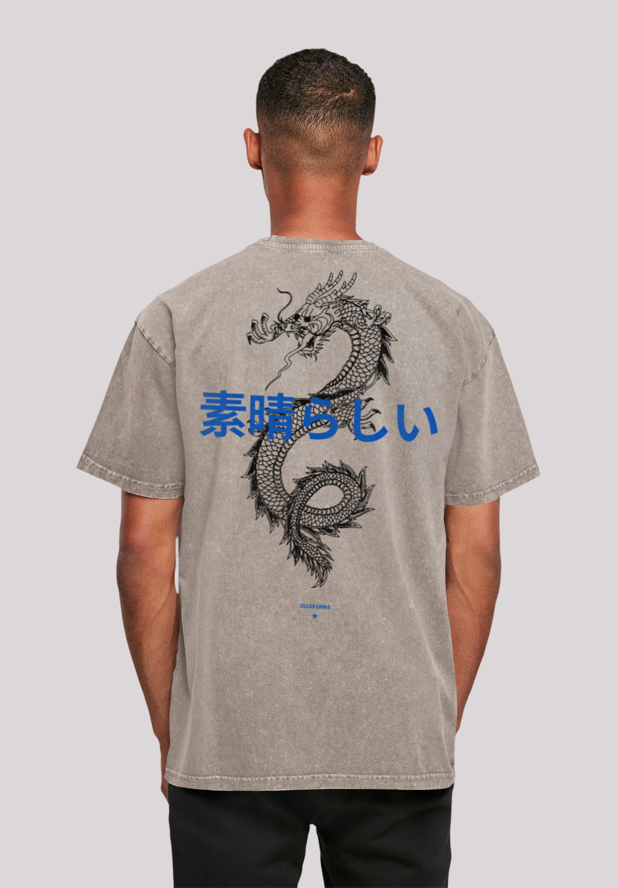 Neverless Herren T-Shirt – Drache & Asiatische Schriftzeichen, Slim Fit, 100% Baumwolle