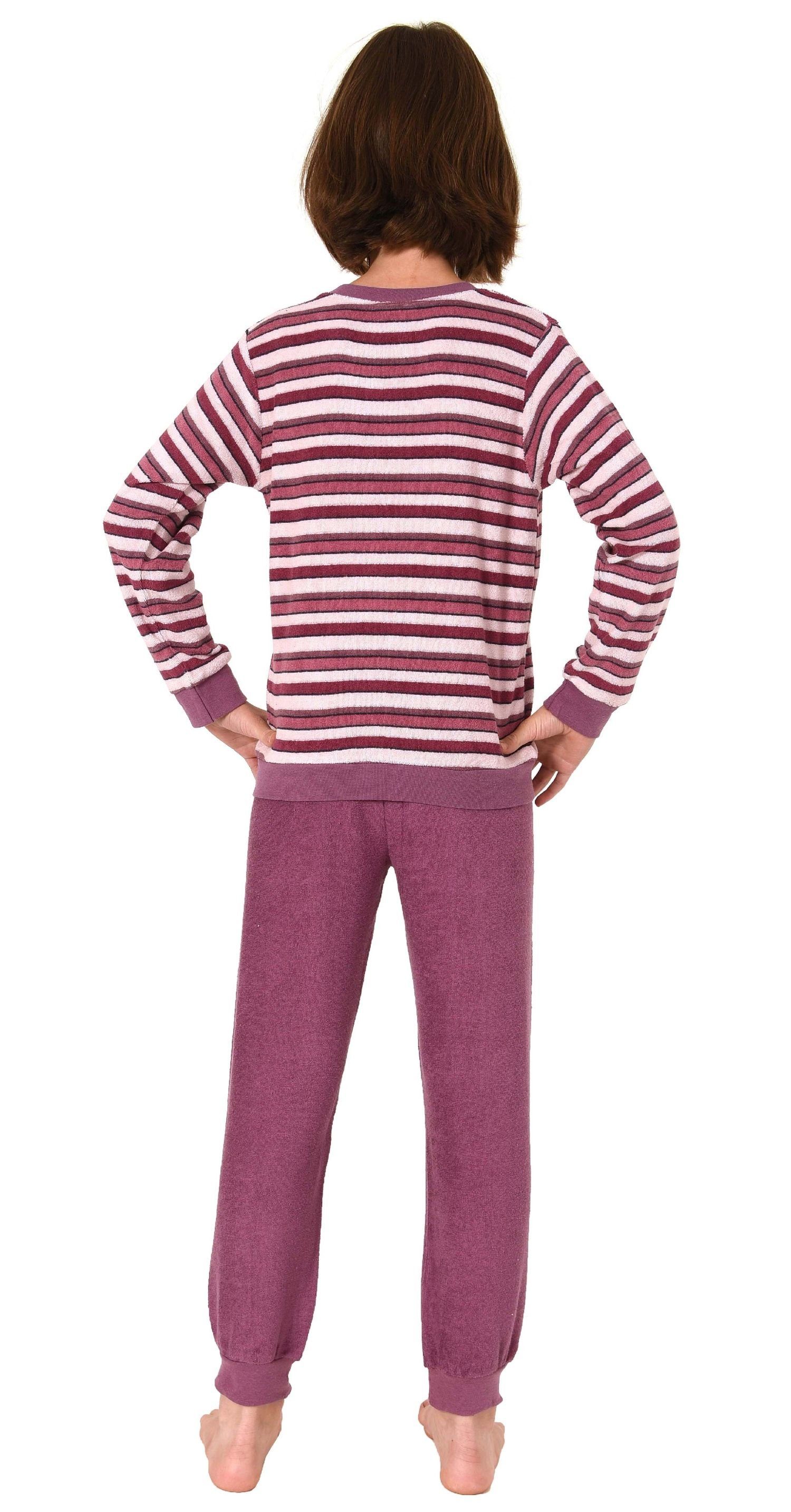 Normann Pyjama Mädchen Frottee Schlafanzug langarm mit Bündchen - 291 13 572