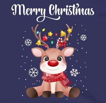 Shirtracer Hoodie Merry Christmas - süßes Rentier mit Lichterkette Weihnachten Kleidung Kinder