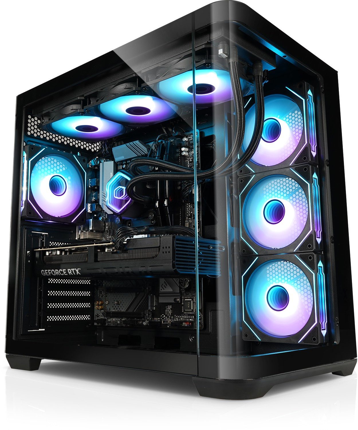 Kiebel Panorama Curve IX Gaming-PC (AMD Ryzen 7 AMD Ryzen 7 7800X3D, RTX 5070 Ti, 32 GB RAM, 2000 GB SSD, Wasserkühlung, WLAN, ARGB-Beleuchtung)