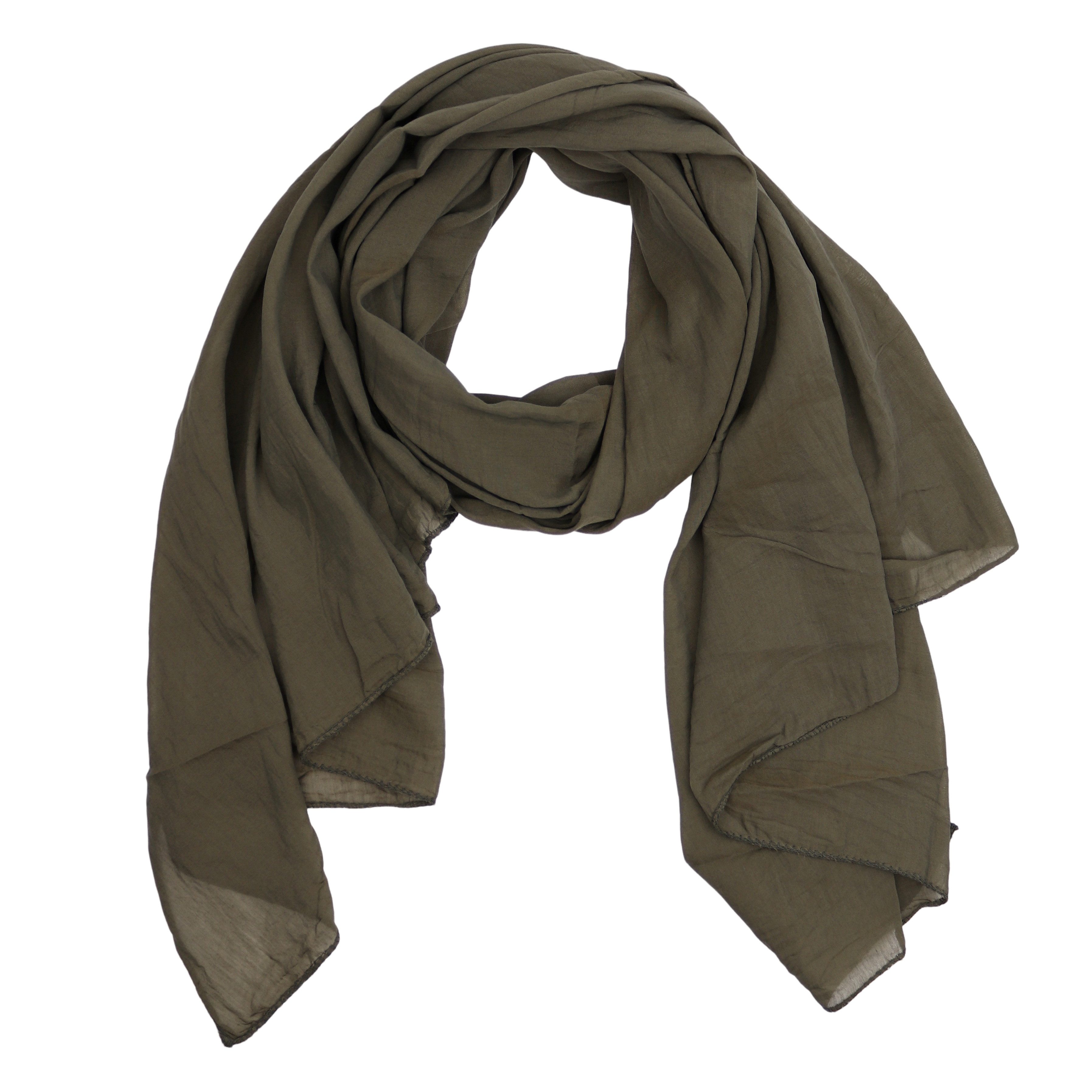 MIRROSI Modeschal Asymmetrischer Schal, Made in Italy 20% Seide 80% Baumwolle, (ca. 170x77cm, Leicht und bequem, Unifarbe), Damen Halstuch ideal für Frühling, Sommer und Herbst