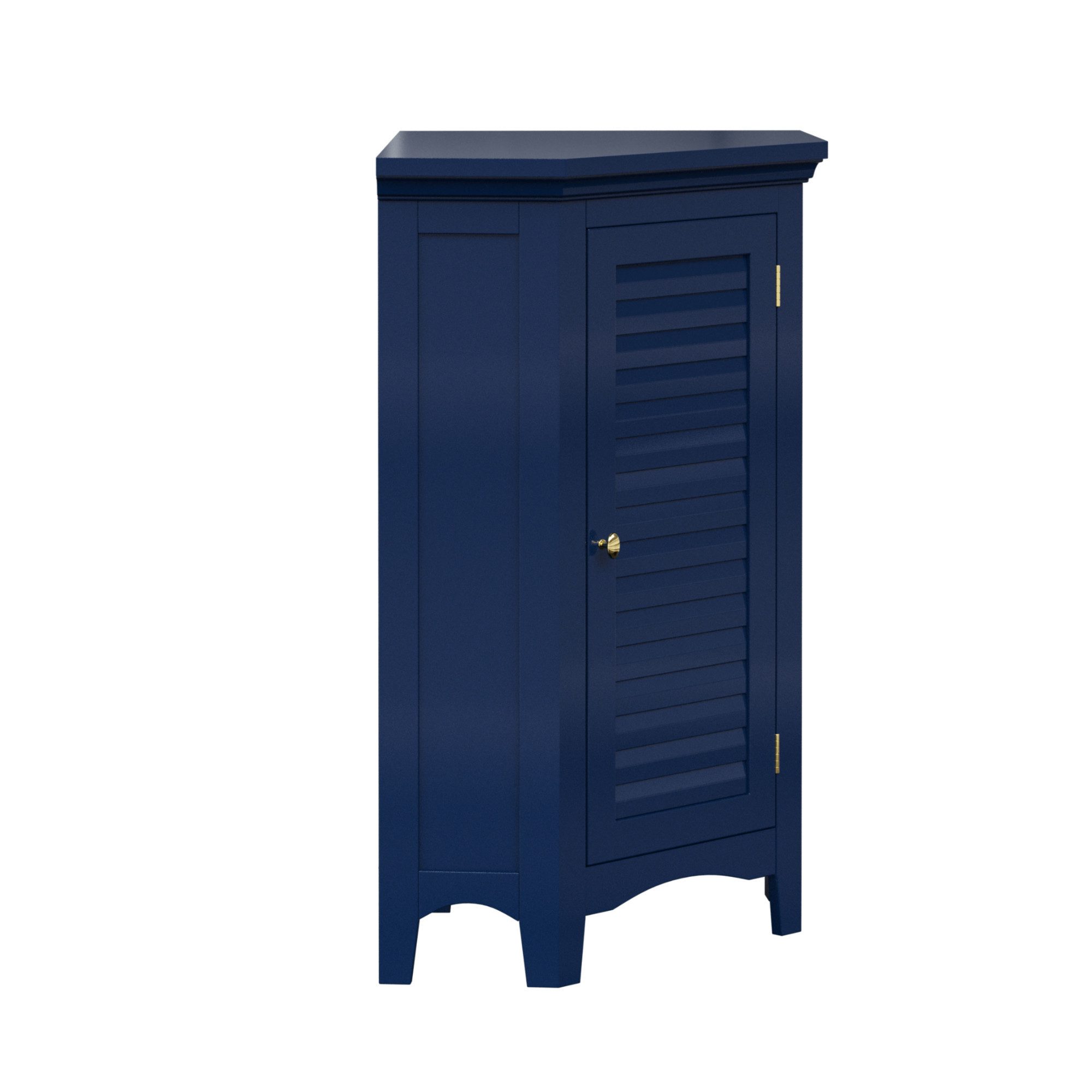 Teamson Home Hochschrank Freistehender Aufbewahrungsschrank aus MDF mit Lamellentür blau