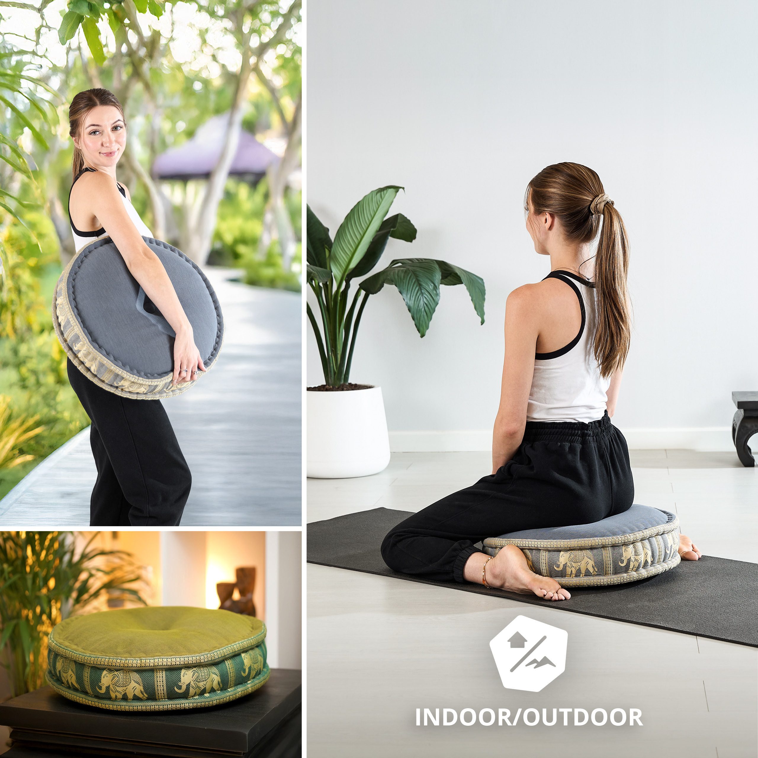 livasia Meditationskissen Zafukissen groß (Deluxe) - 45x15cm, Kapok, vegan, handgefertigt