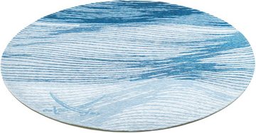 Teppich Keitum 007, Sansibar, rund, Höhe: 3 mm, Flachgewebe, modernes Wellen Design & gekreuzte Säbel