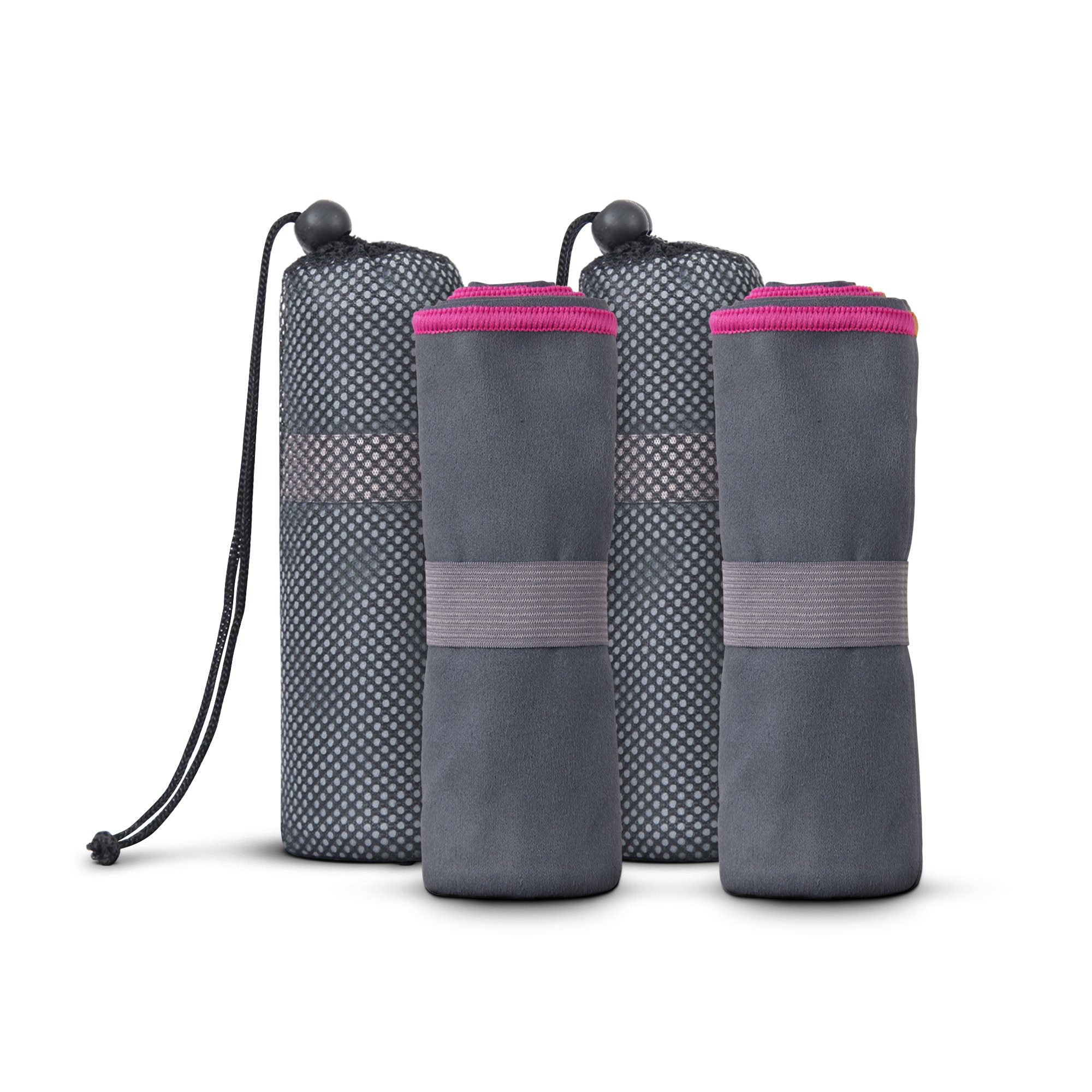 hemmy Fashion Sporthandtuch Sporttuch 2er Pack, inkl. Tasche (2-St), Handtuch für Sport, Sauna, Fitness - Reisehandtuch - mit Spanngummi