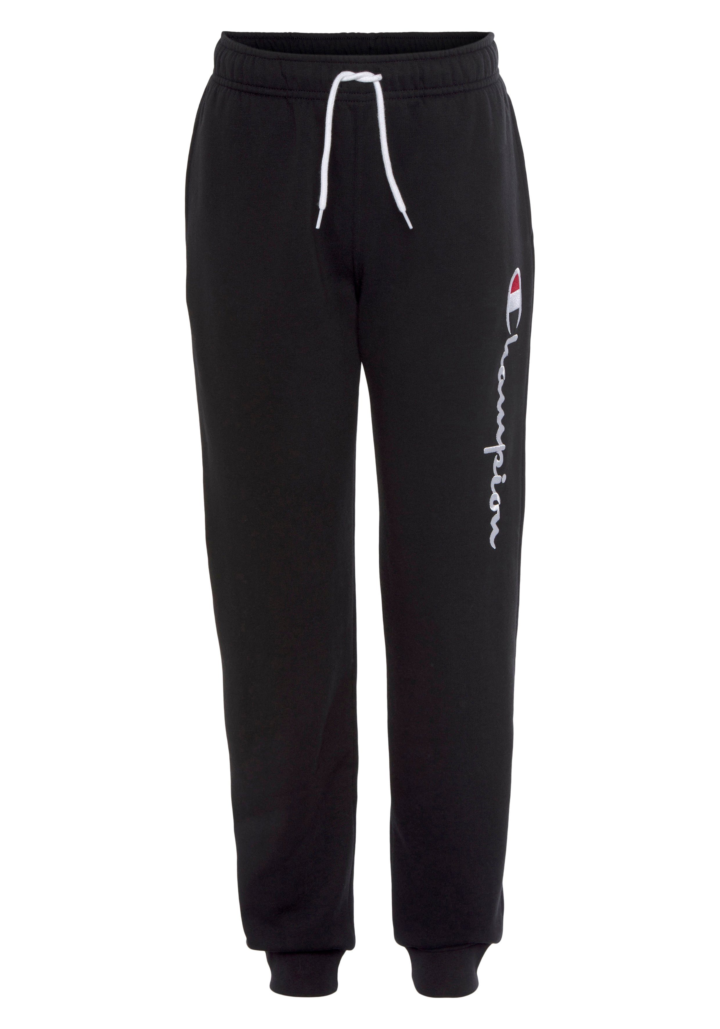 Champion Jogginghose Classic Rib Cuff Pants large Logo - für Kinder schwarz | Trainingshosen