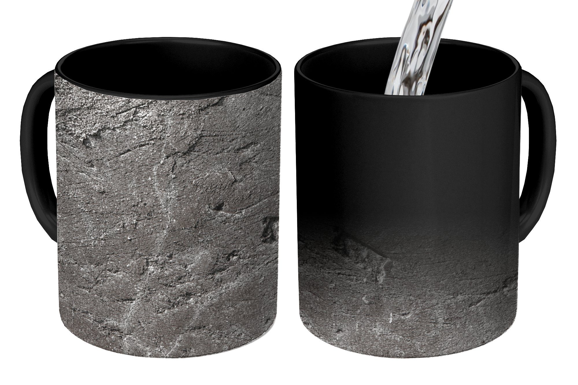 MuchoWow Tasse Beton - Wand - Linie - Verkehr, Keramik, Farbwechsel, Kaffeetassen, Teetasse, Zaubertasse, Geschenk