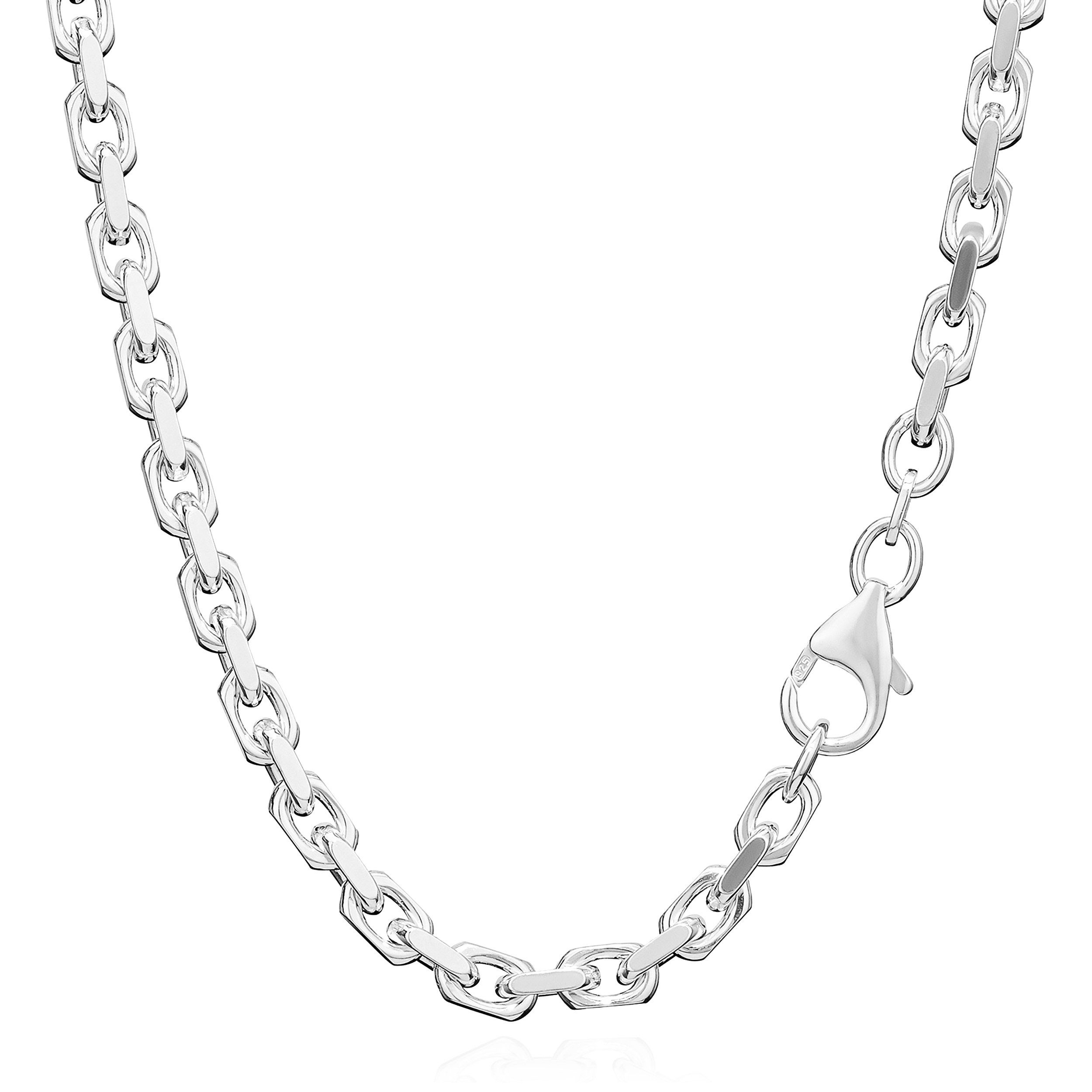 Valentinstagsgeschenk NKlaus Silberkette 55cm Ankerkette Halskette Massiv 925 Sterlingsilbe, Diamantiert, silberfarben, 55cm